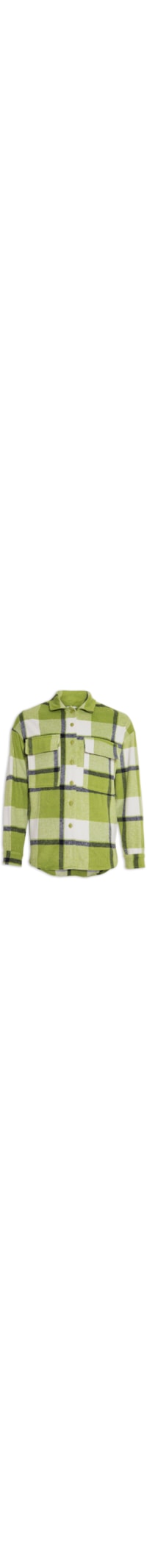 Camisa Masculina Xadrez Com Bolso Oversize - Verde