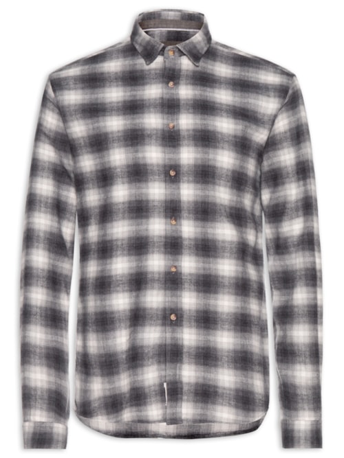 Camisa Masculina Xadrez Flanela – Preto