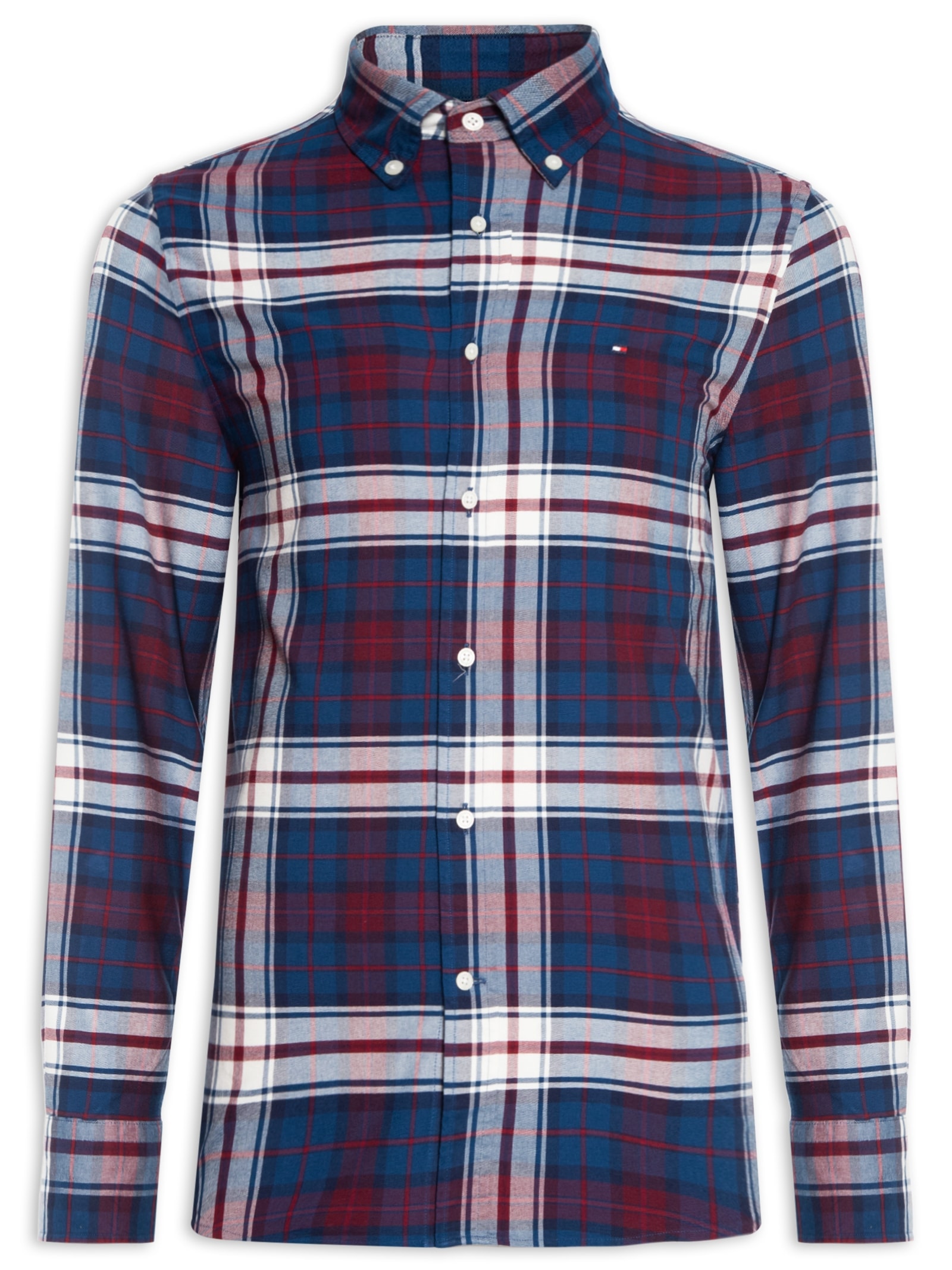 Camisa Masculina Xadrez Oxford Tartan Rf Shirt  Azul Tommy Hilfiger