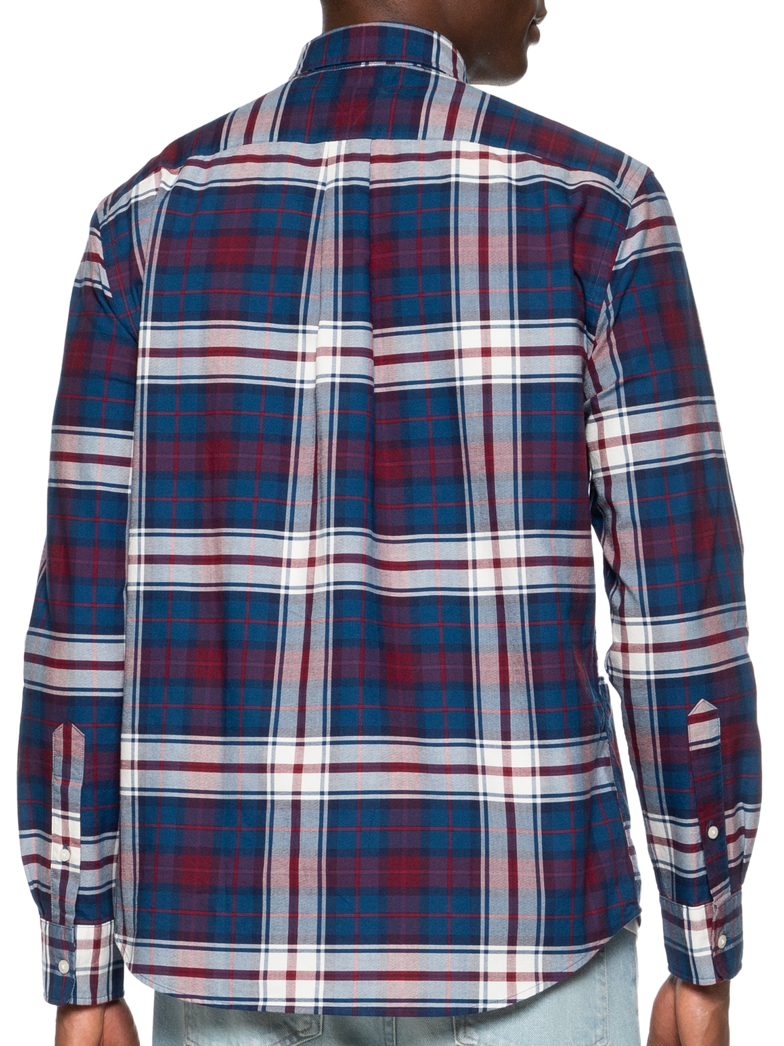 Camisa Masculina Xadrez Oxford Tartan Rf Shirt  Azul Tommy Hilfiger