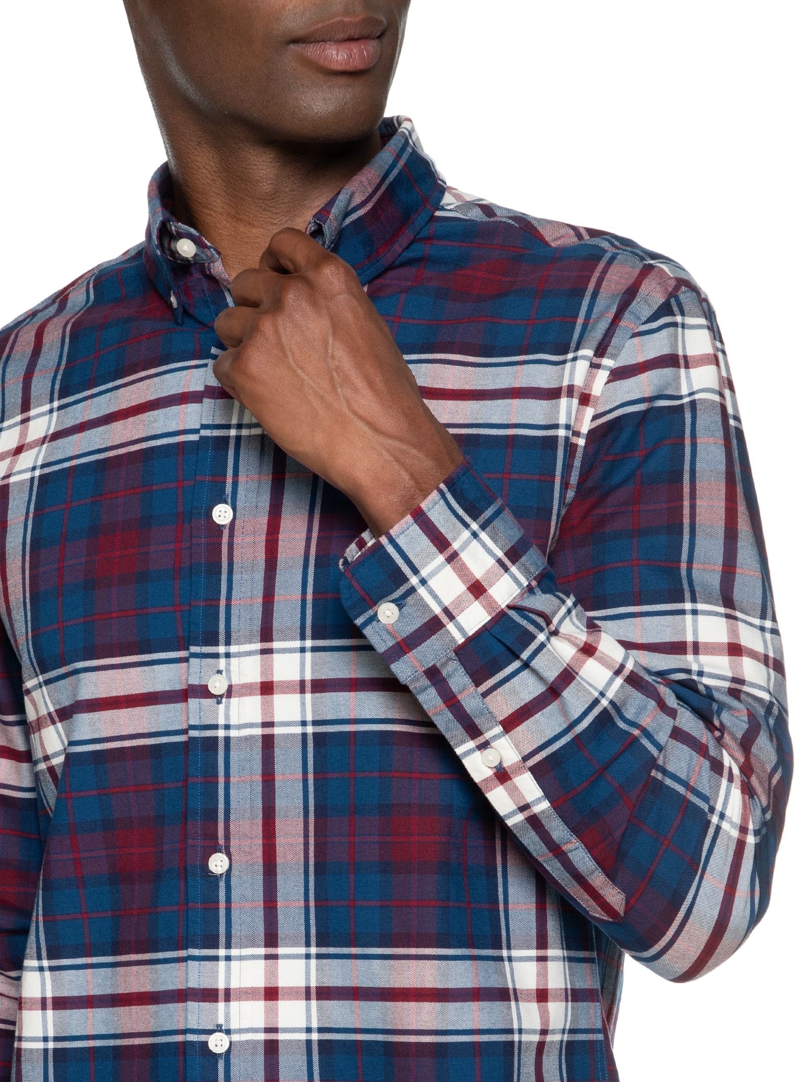 Camisa Masculina Xadrez Oxford Tartan Rf Shirt  Azul Tommy Hilfiger