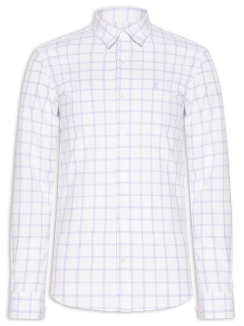 Camisa Masculina Xadrez Quadros Slub Regular Fit – Azul