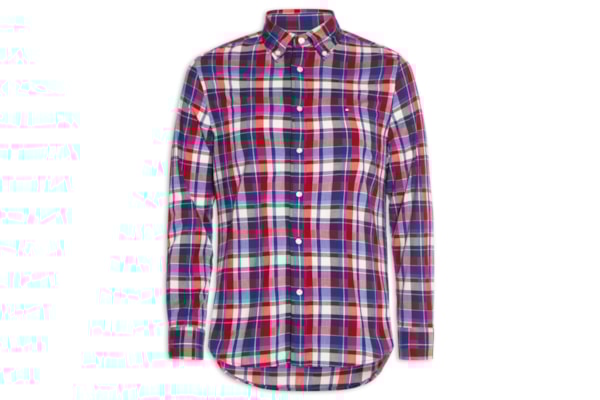 Camisa Masculina Xadrez Regular Fit Em Algodão - Vermelho