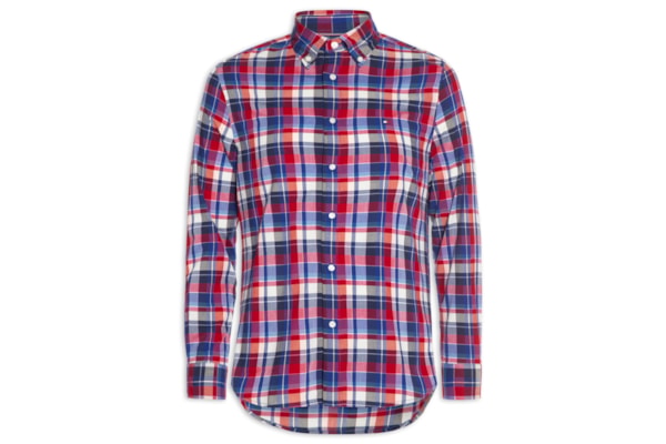 Camisa Masculina Xadrez Regular Fit Em Algodão - Vermelho