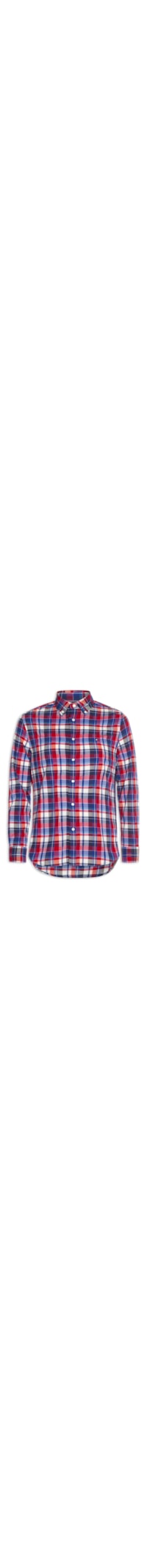 Camisa Masculina Xadrez Regular Fit Em Algodão - Vermelho
