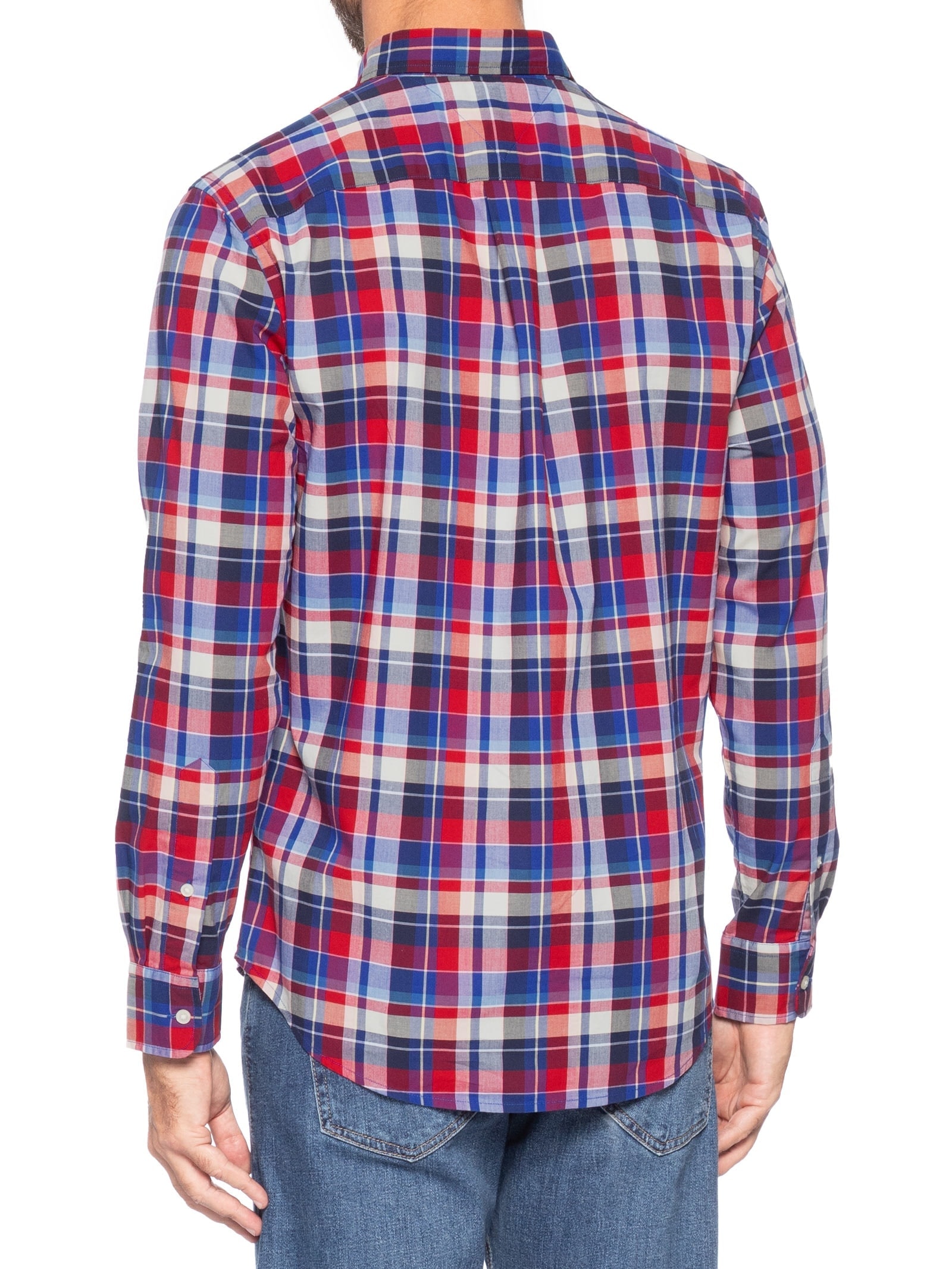 Camisa Masculina Xadrez Regular Fit Em Algodão Vermelho Tommy Hilfiger