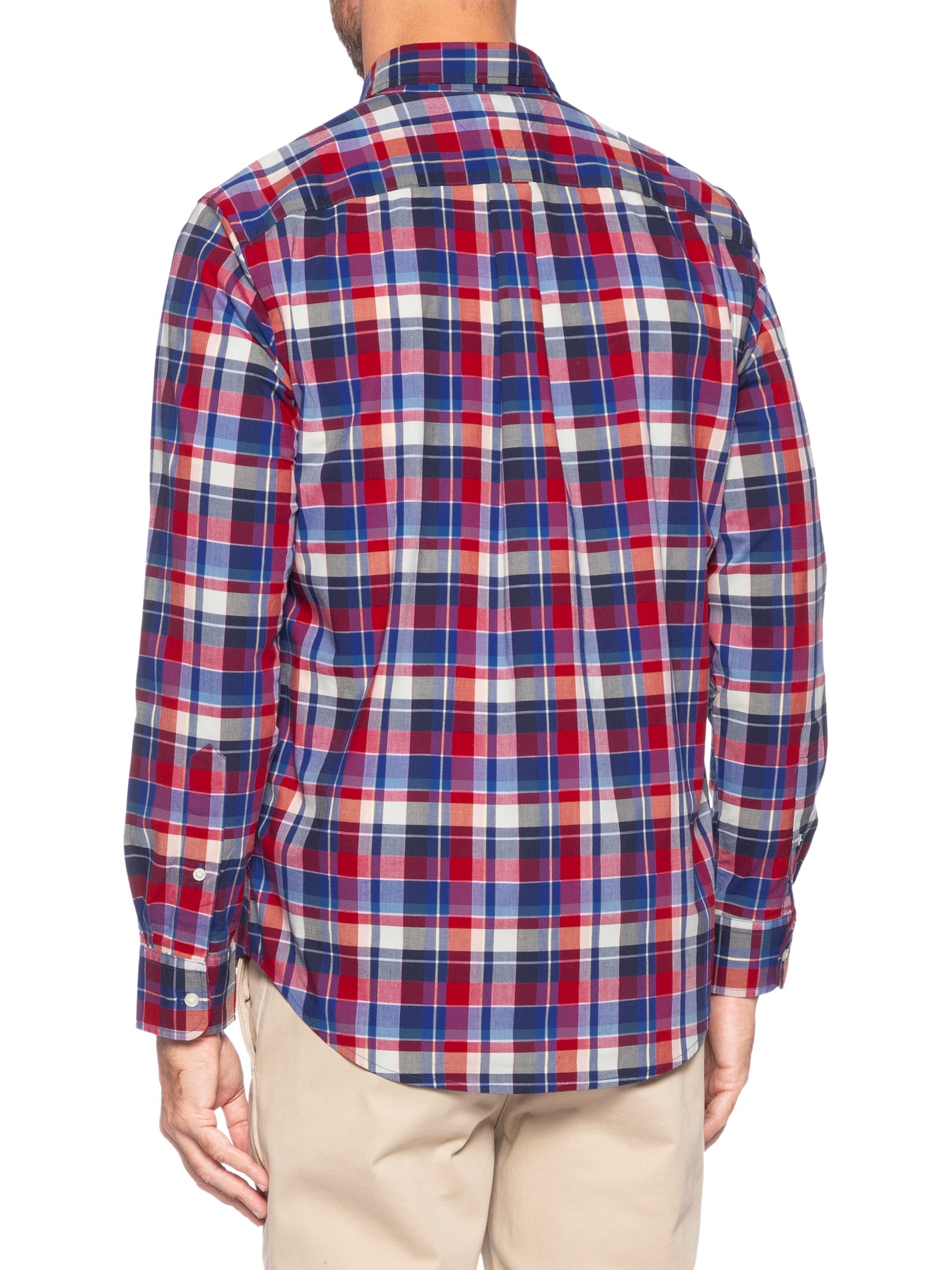 Camisa Masculina Xadrez Regular Fit Em Algodão Vermelho Tommy Hilfiger