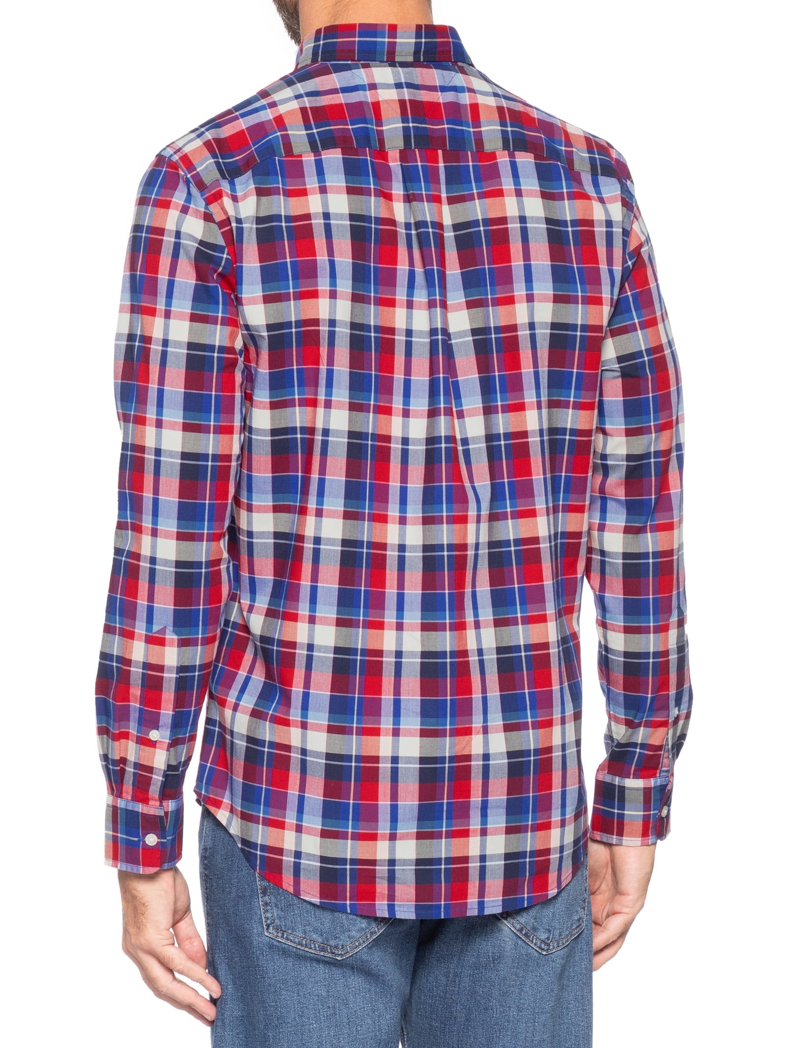 Camisa Masculina Xadrez Regular Fit Em Algodão Vermelho Tommy Hilfiger