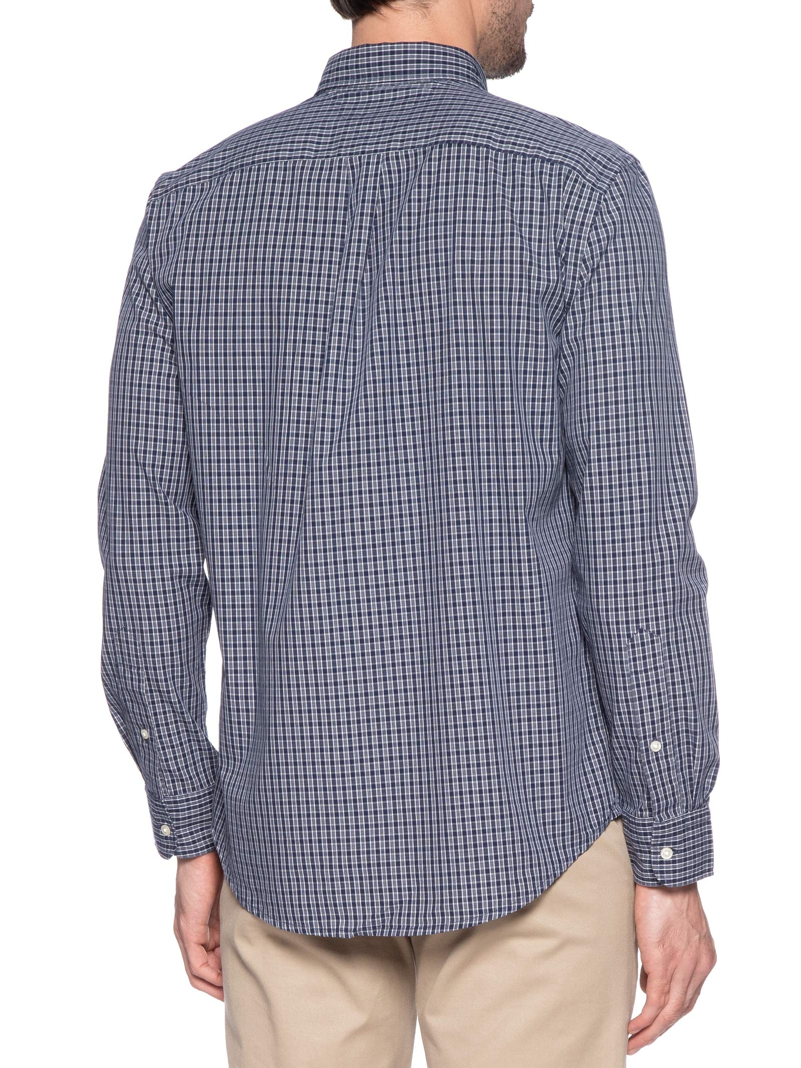 Camisa Masculina Xadrez Regular Fit Em Popeline Mini Tartan Azul Tommy Hilfiger