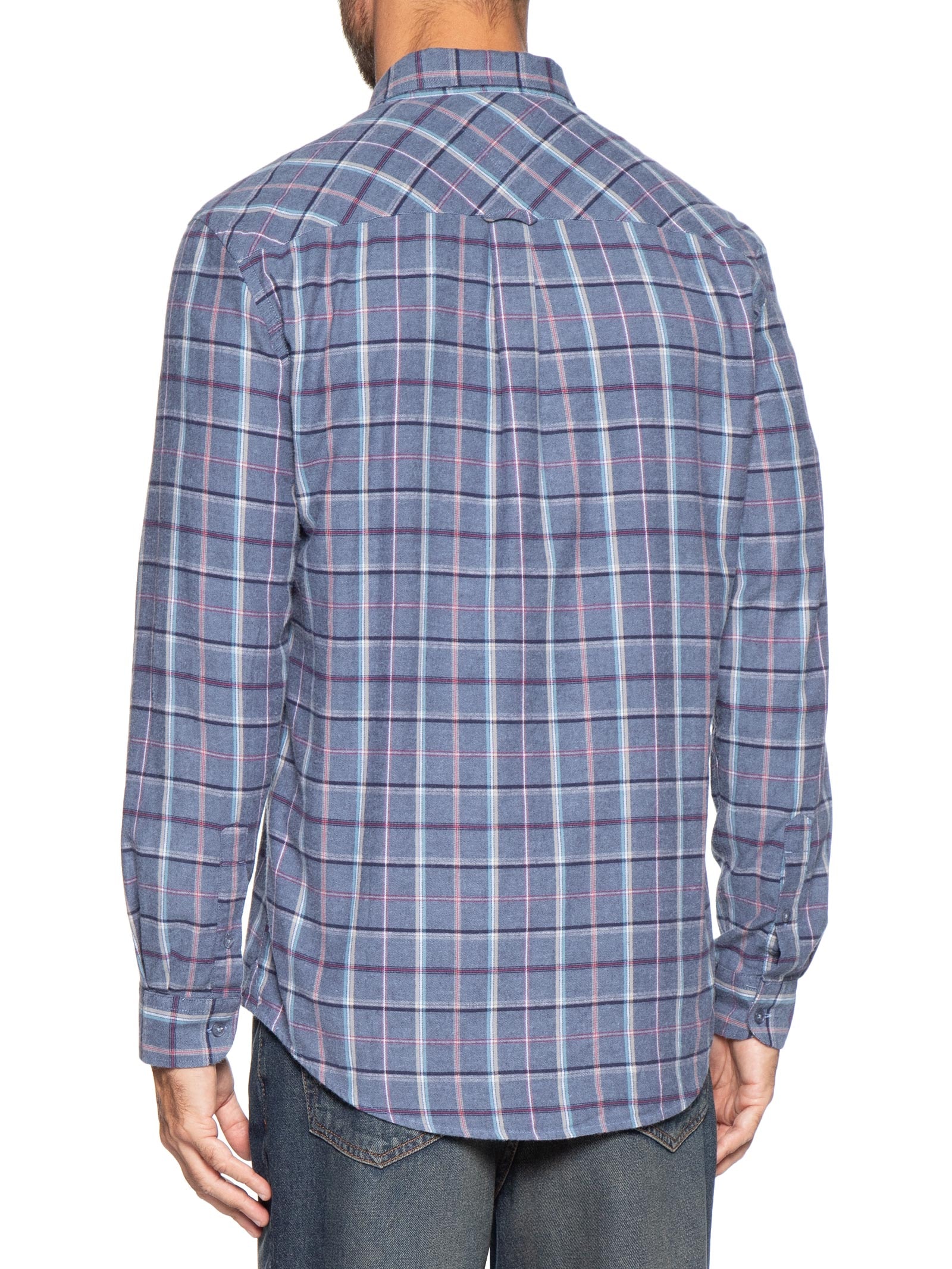 Camisa Masculina Xadrez Regular Fit Flanelado Azul Tommy Jeans
