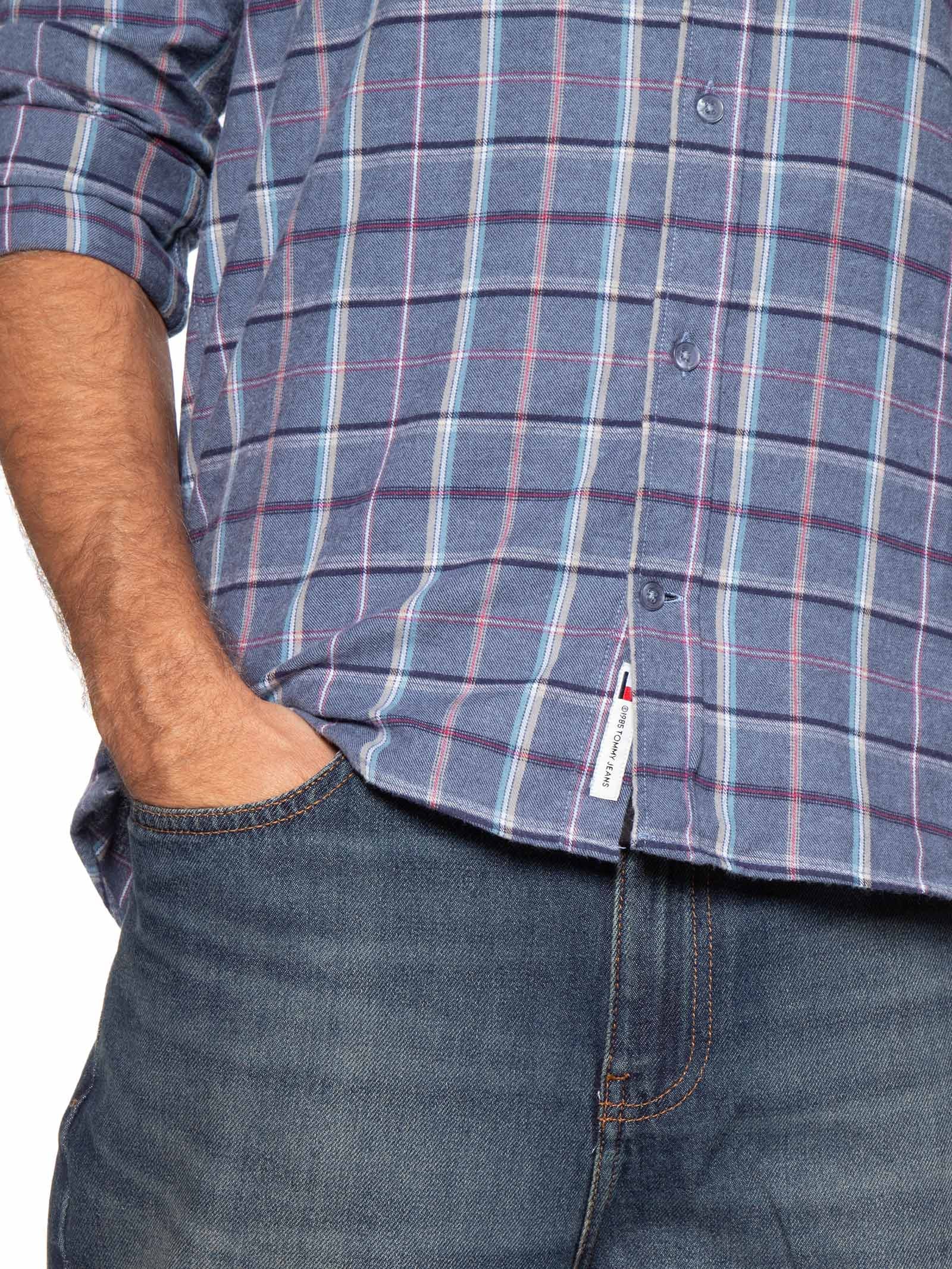 Camisa Masculina Xadrez Regular Fit Flanelado Azul Tommy Jeans