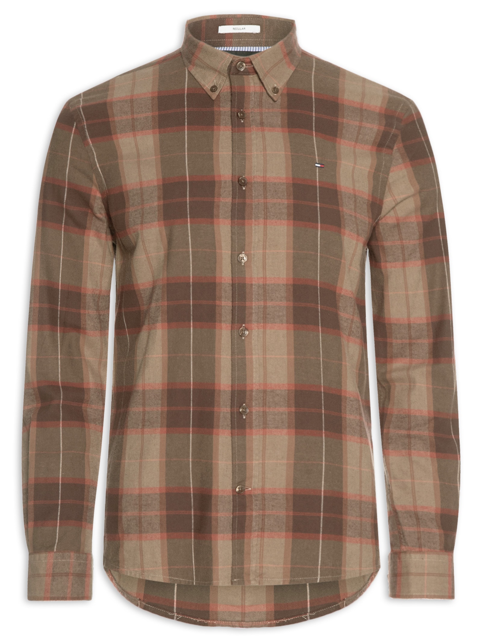 Camisa Masculina Xadrez Regular Fit Flanelado Marrom Tommy Jeans