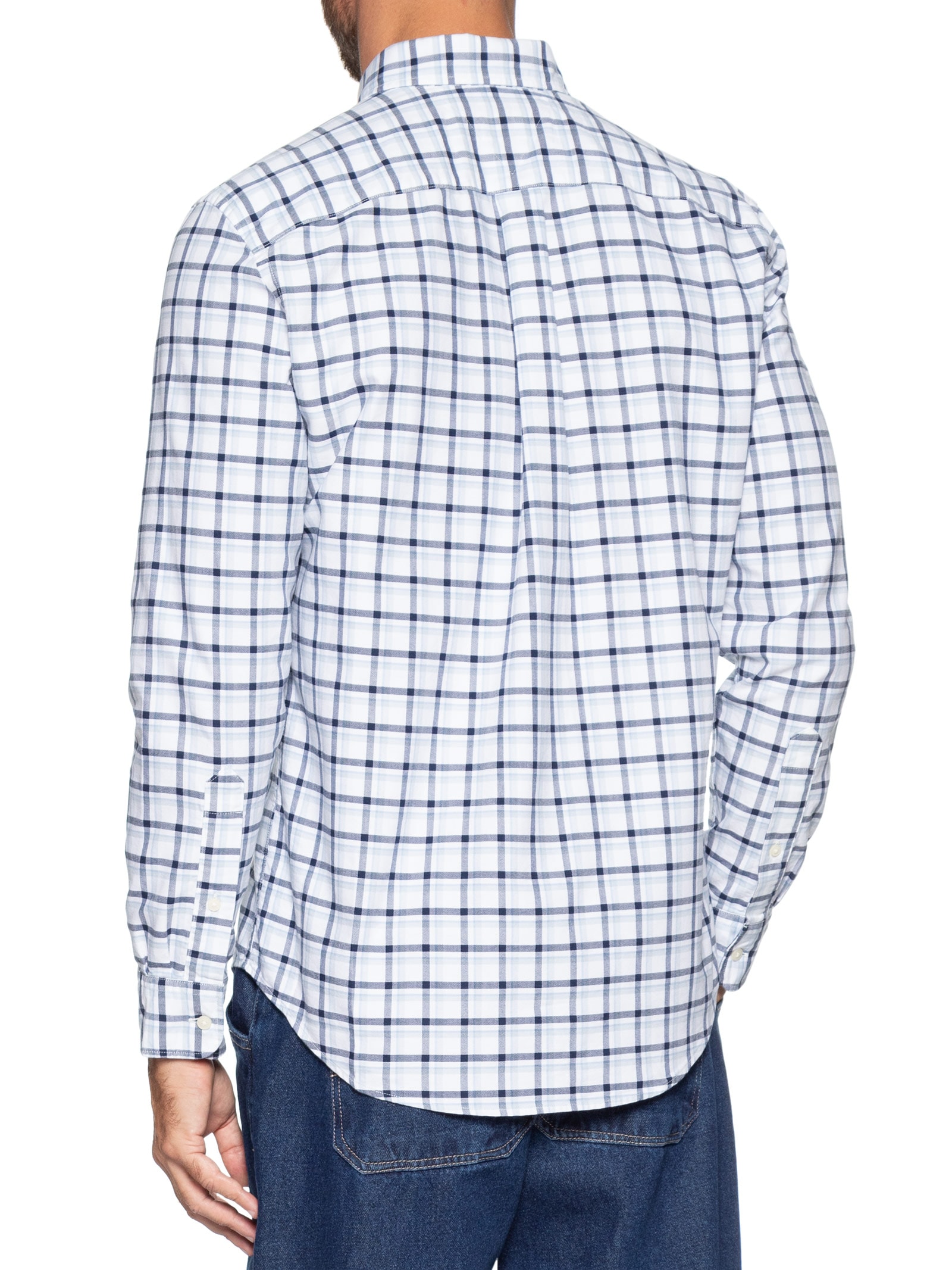 Camisa Masculina Xadrez Regular Fit Heritage Oxford Azul Tommy Hilfiger