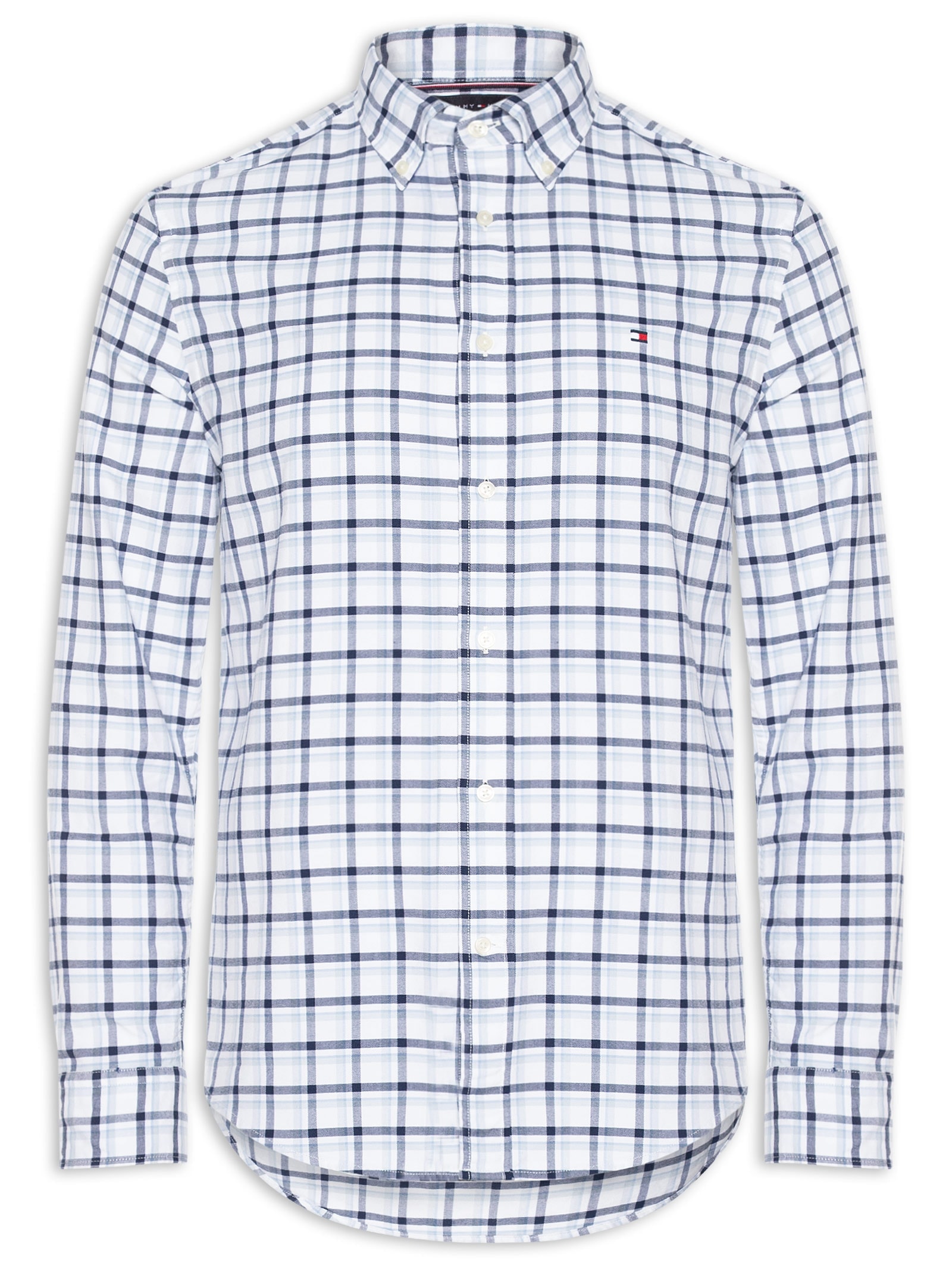 Camisa Masculina Xadrez Regular Fit Heritage Oxford Azul Tommy Hilfiger