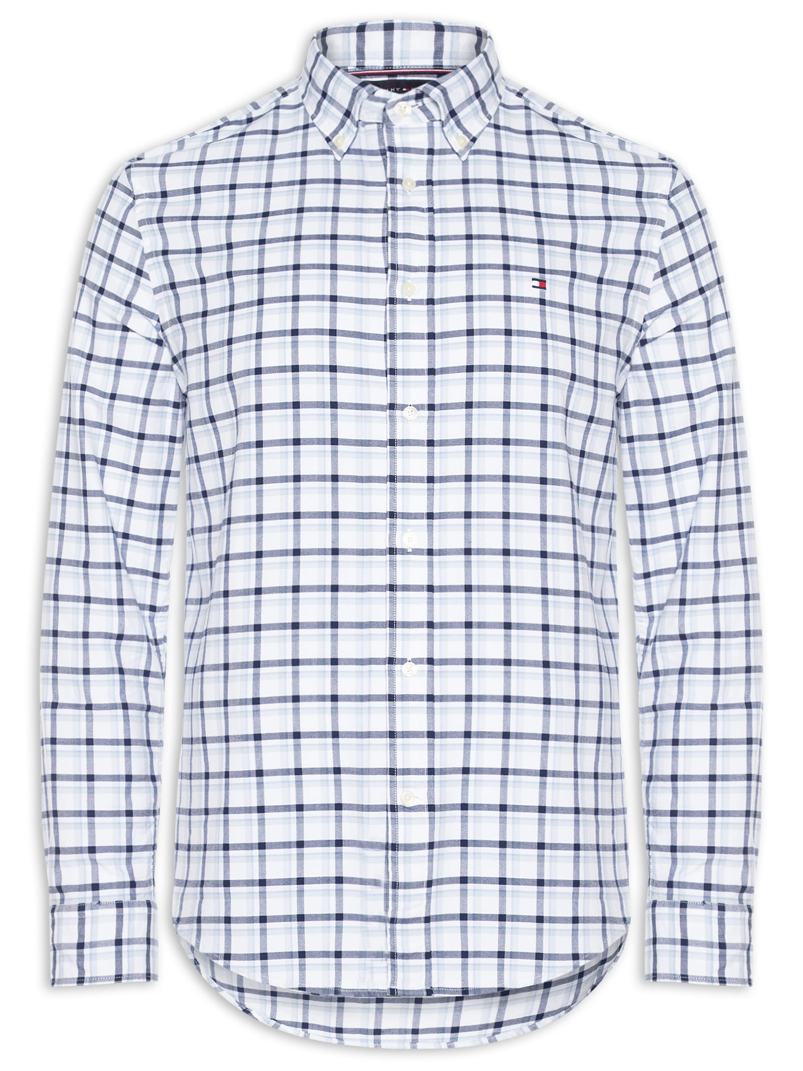 Camisa Masculina Xadrez Regular Fit Heritage Oxford Azul Tommy Hilfiger