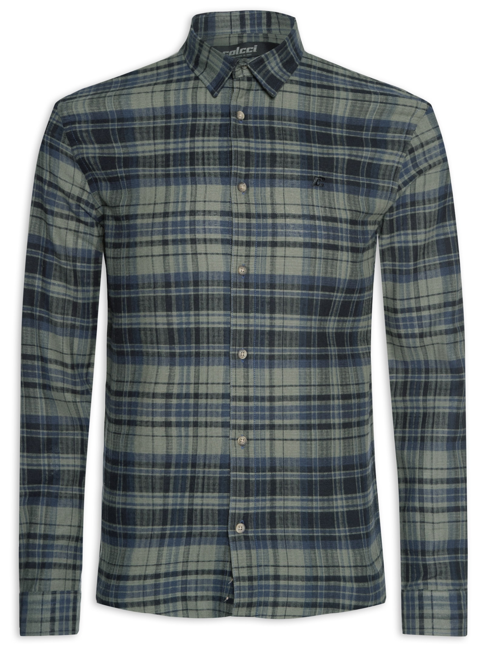 Camisa Masculina Xadrez Relax Verde Colcci
