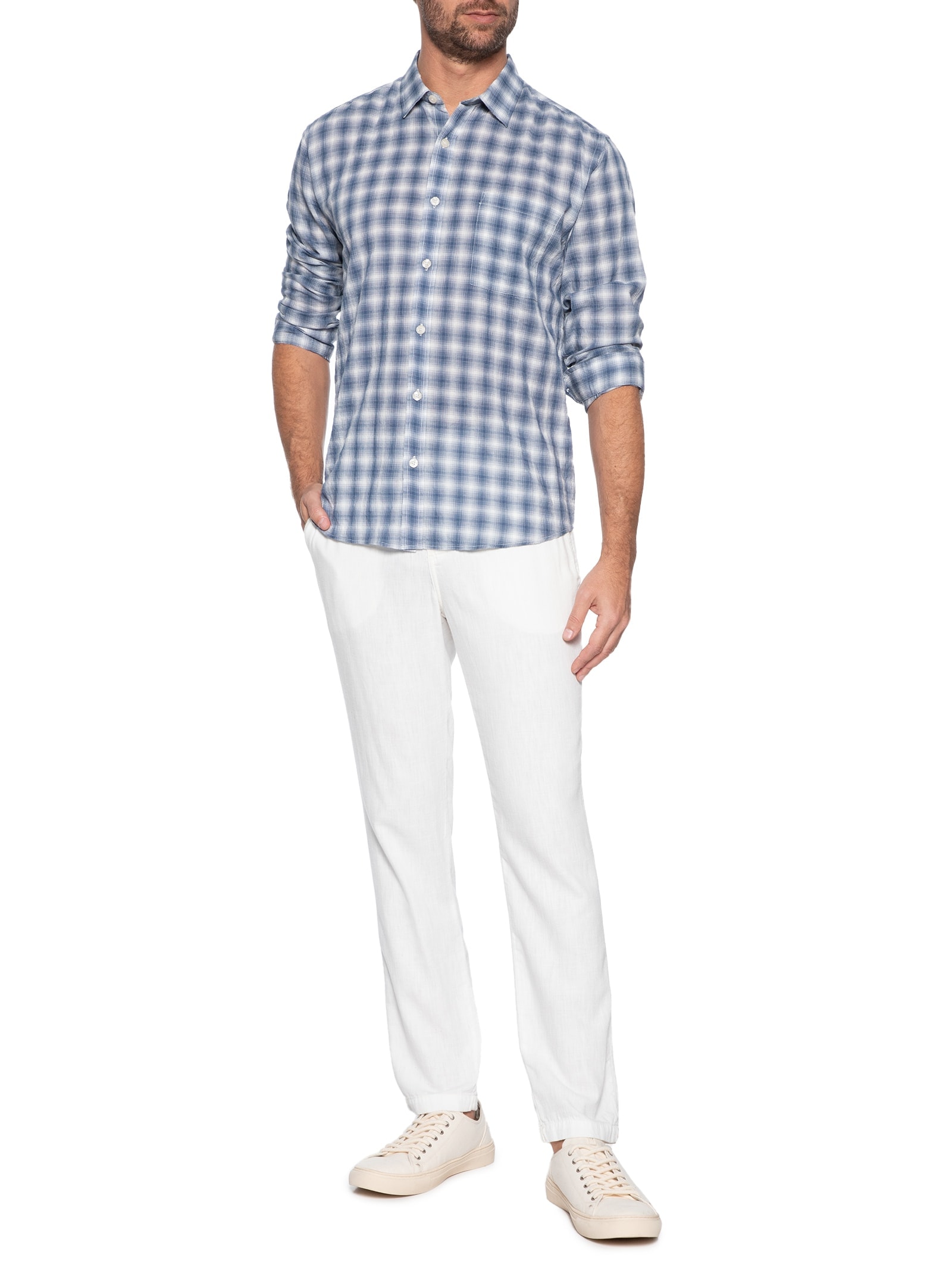 Camisa Masculina Xadrez Senna Azul Foxton