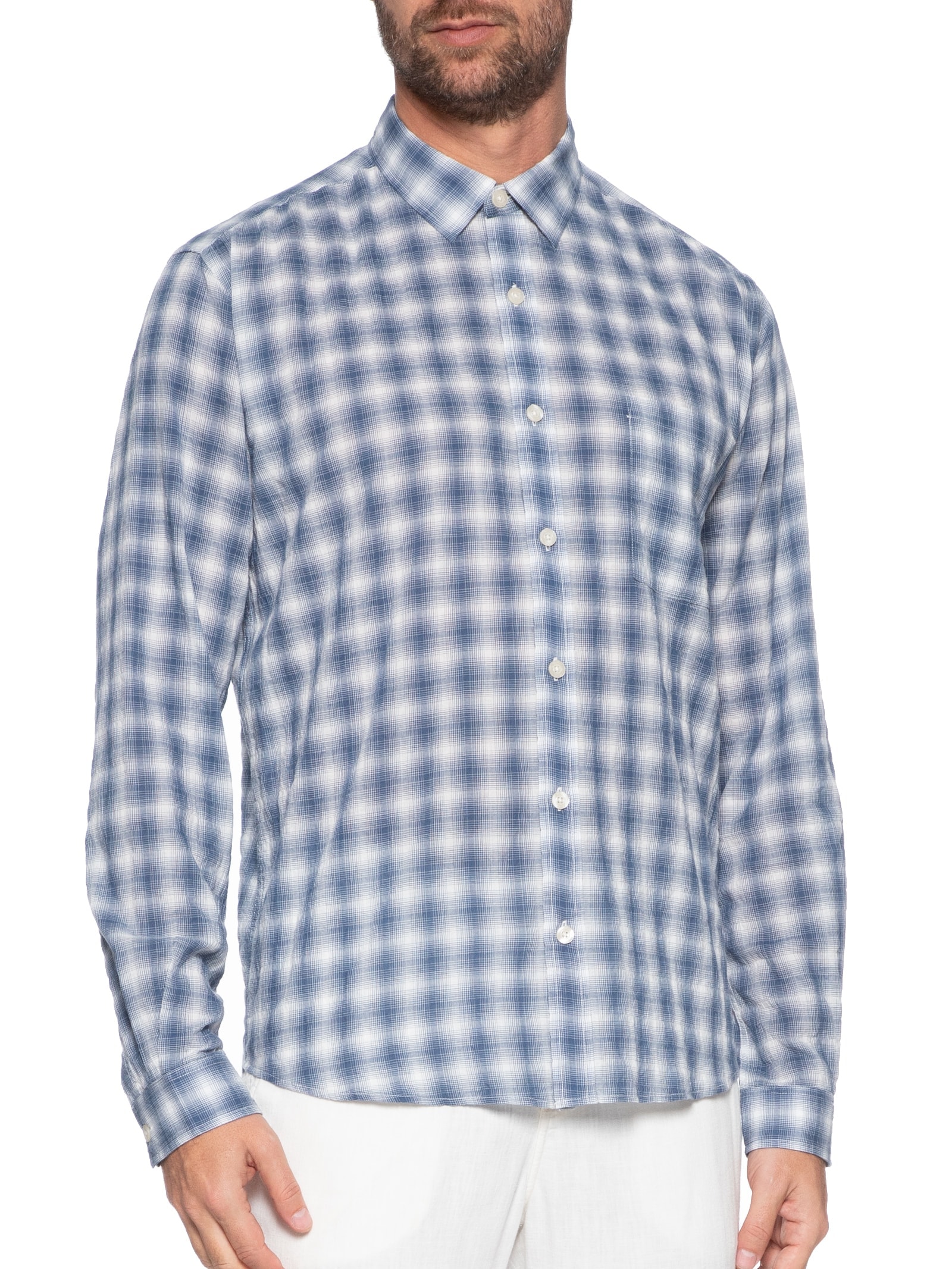 Camisa Masculina Xadrez Senna Azul Foxton