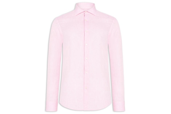 Camisa MasculinaSocial  Blend Linho - Rosa