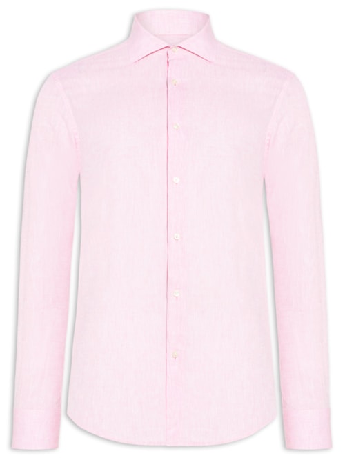 Camisa MasculinaSocial Blend Linho – Rosa
