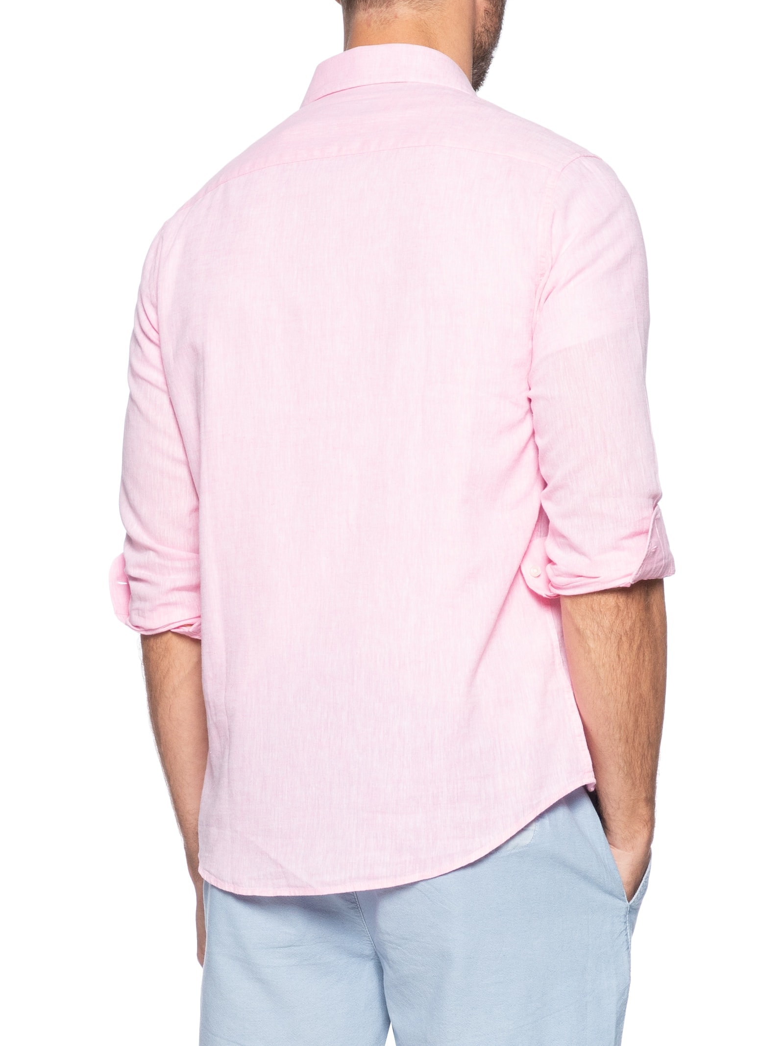 Camisa MasculinaSocial  Blend Linho Rosa '2 Essential