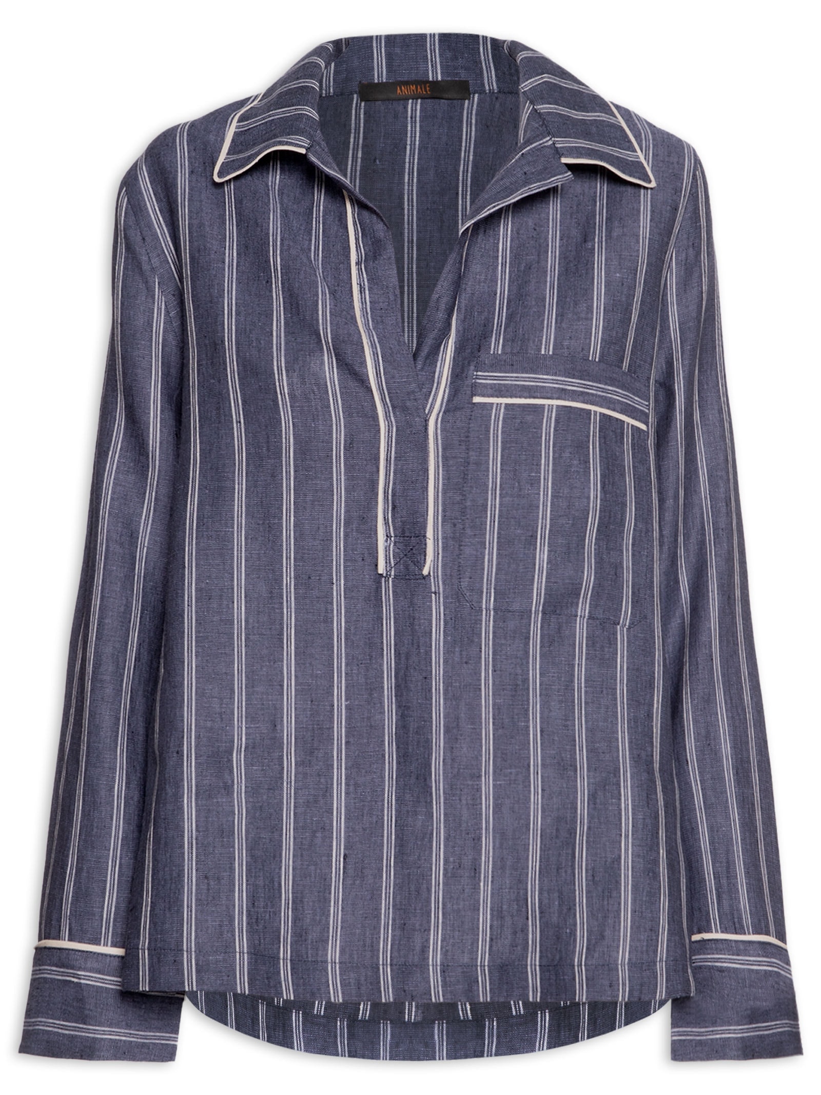 Camisa Polo Feminina Listras Azul Animale