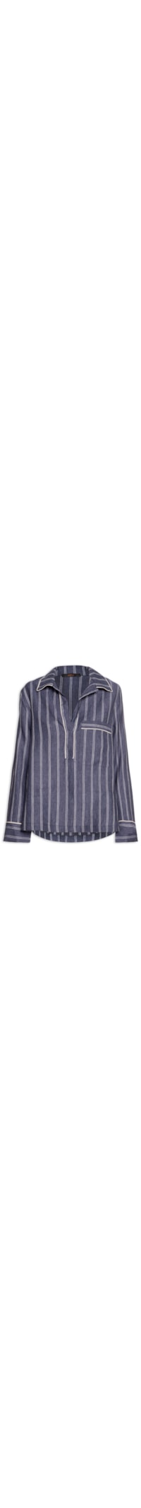Camisa Polo Feminina Listras - Azul