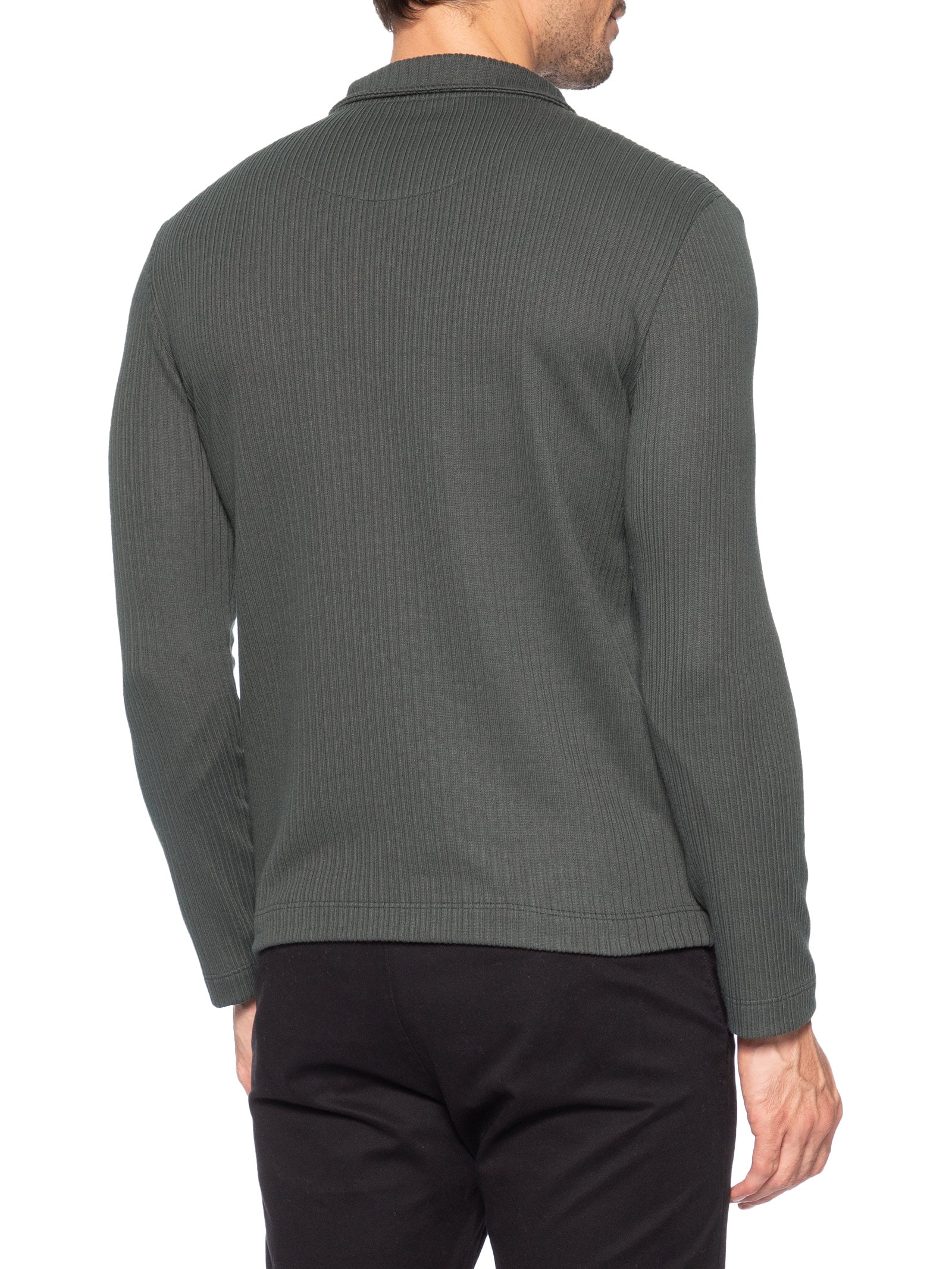 Camisa Polo Masculina Malha Tricot Canelado Cinza Sergio K
