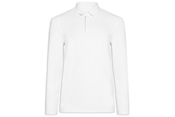 Camisa Polo Masculina Manga Longa Rugby  – Branco