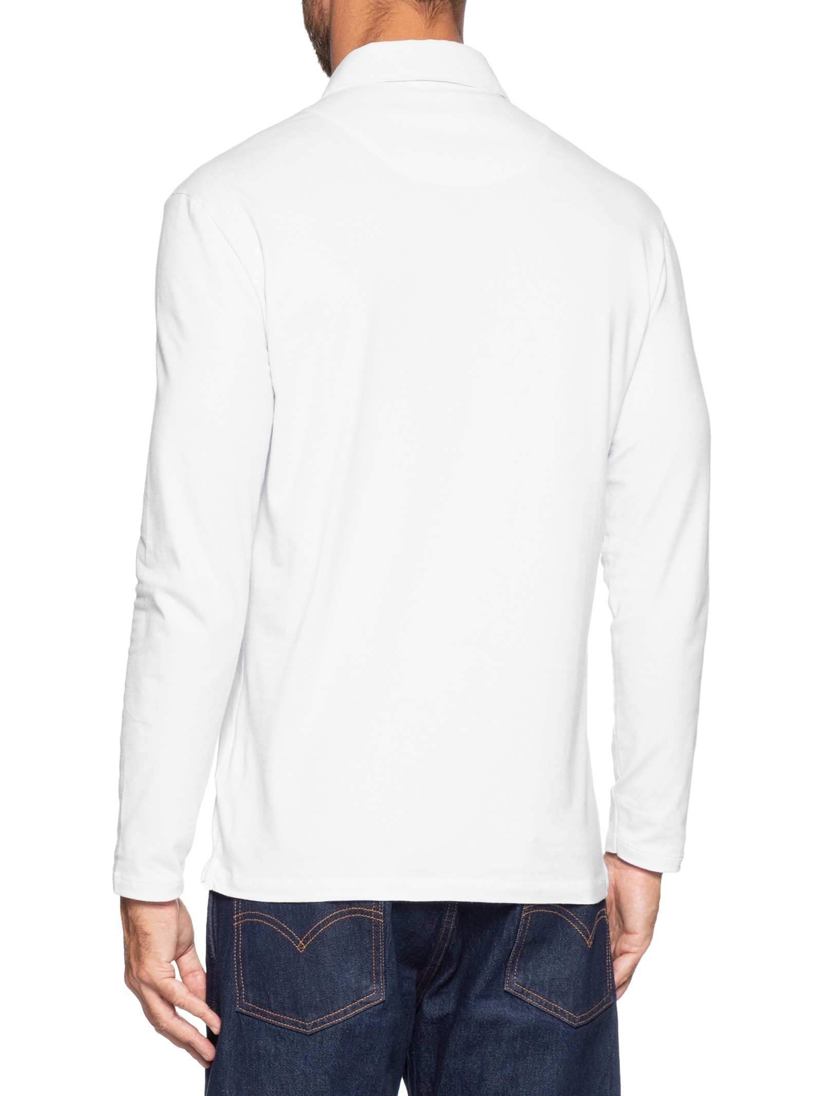 Camisa Polo Masculina Manga Longa Rugby  – Branco Sergio K