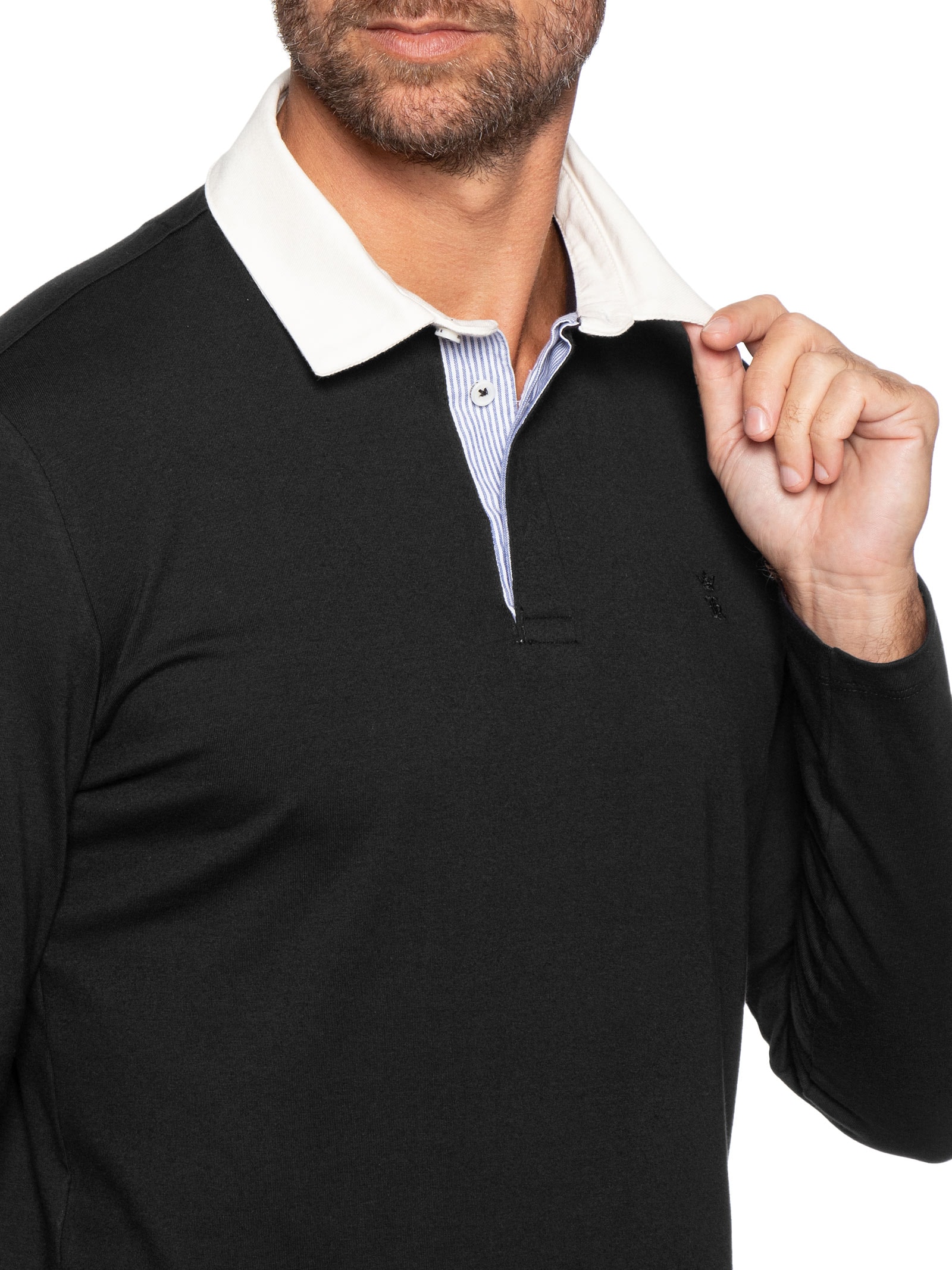 Camisa Polo Masculina Manga Longa – Preto Sergio K
