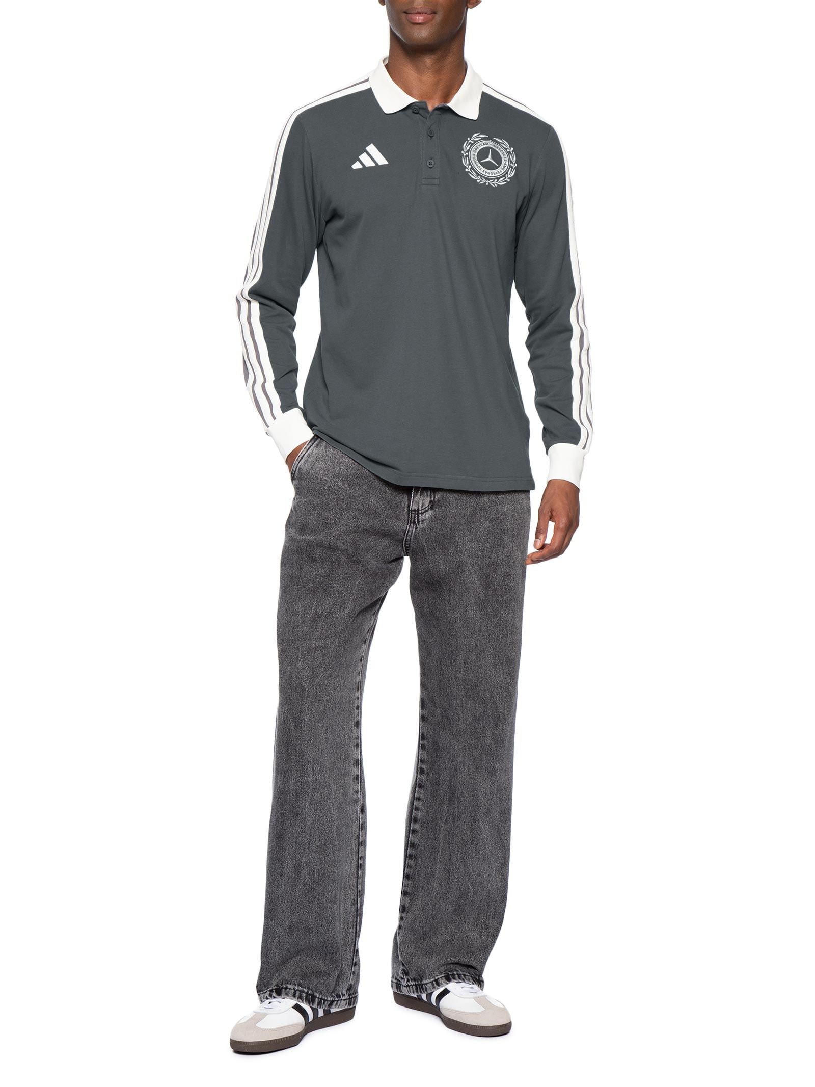 Camisa Polo Masculina Mercedes Amg Petronas Cinza Adidas + Mercedes