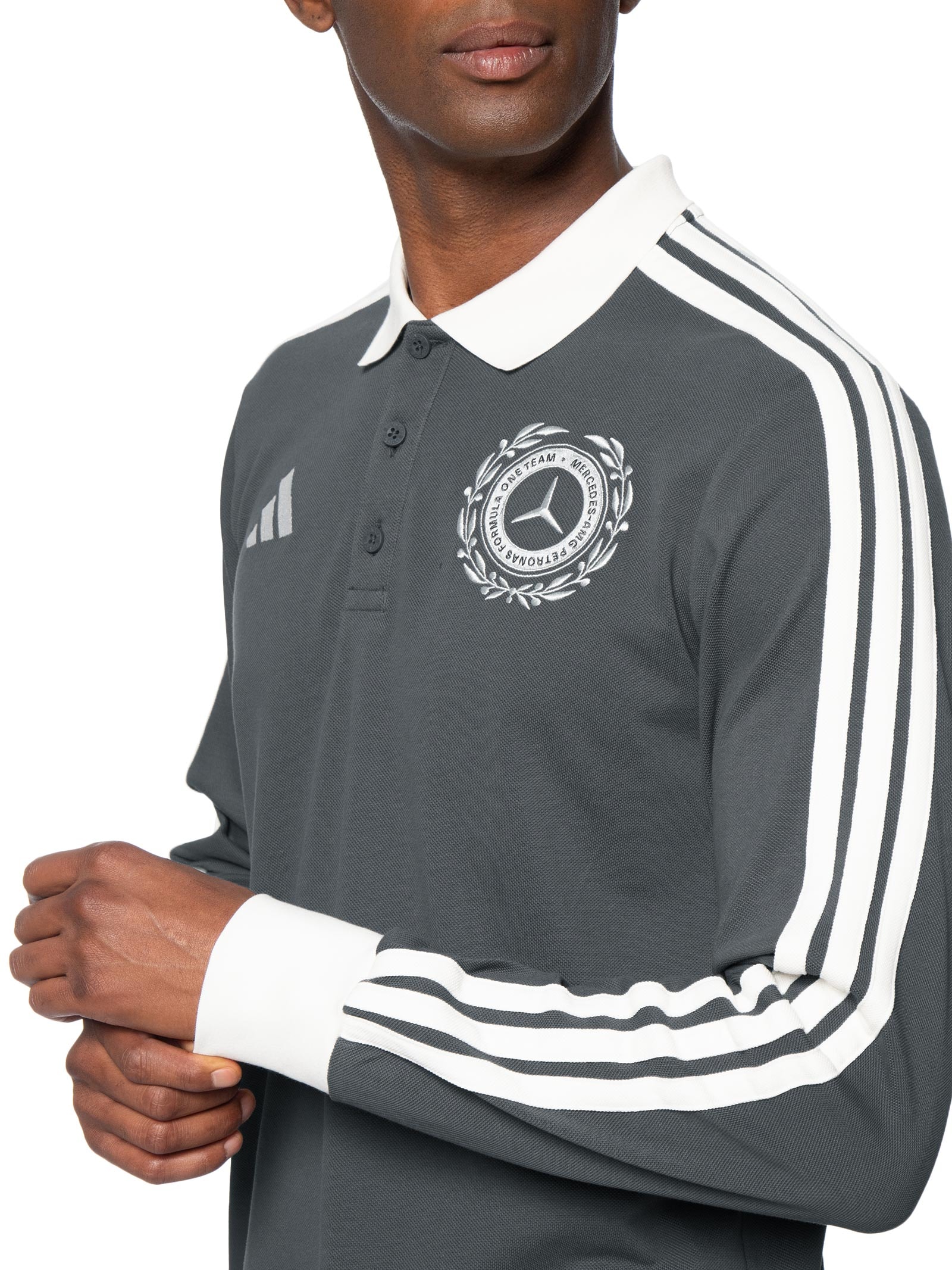 Camisa Polo Masculina Mercedes Amg Petronas Cinza Adidas + Mercedes