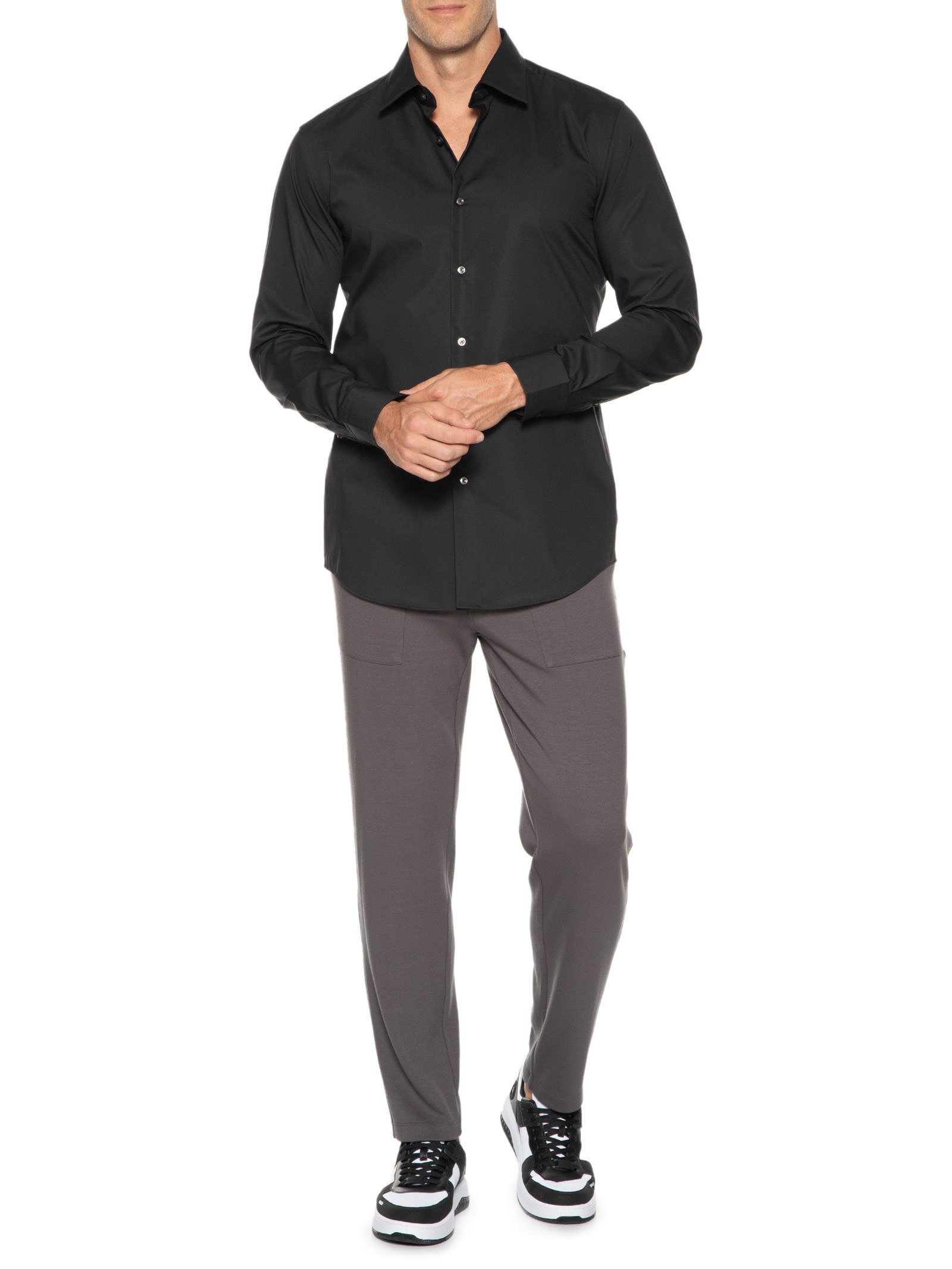 Camisa Social Masculina H-HANK-KENT-C1-214 Preto Boss