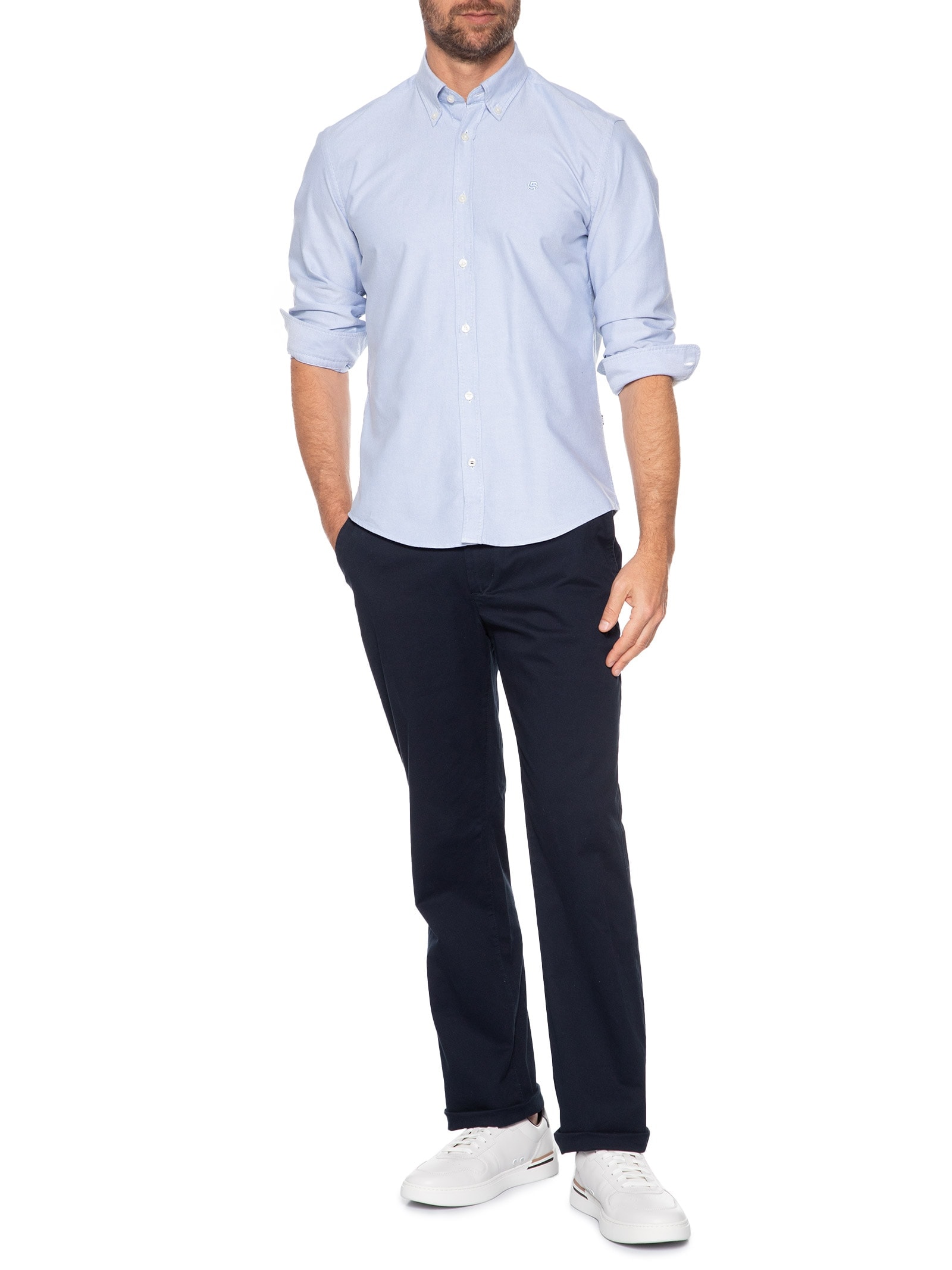 Camisa Social Masculina Manga Curta H-Liam Branco Boss