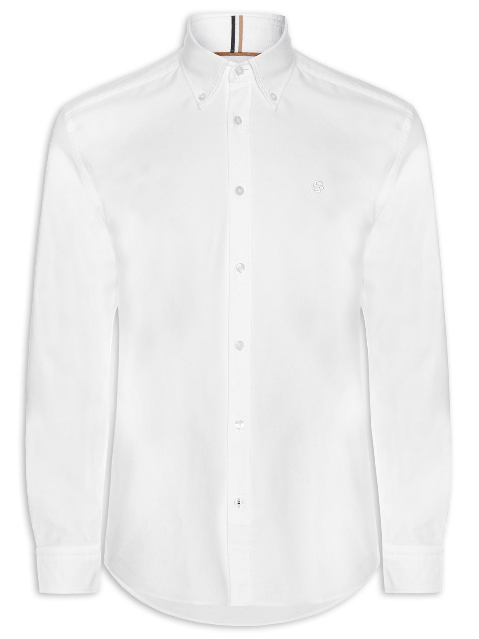 Camisa Social Masculina Manga Curta H-Liam Branco Boss