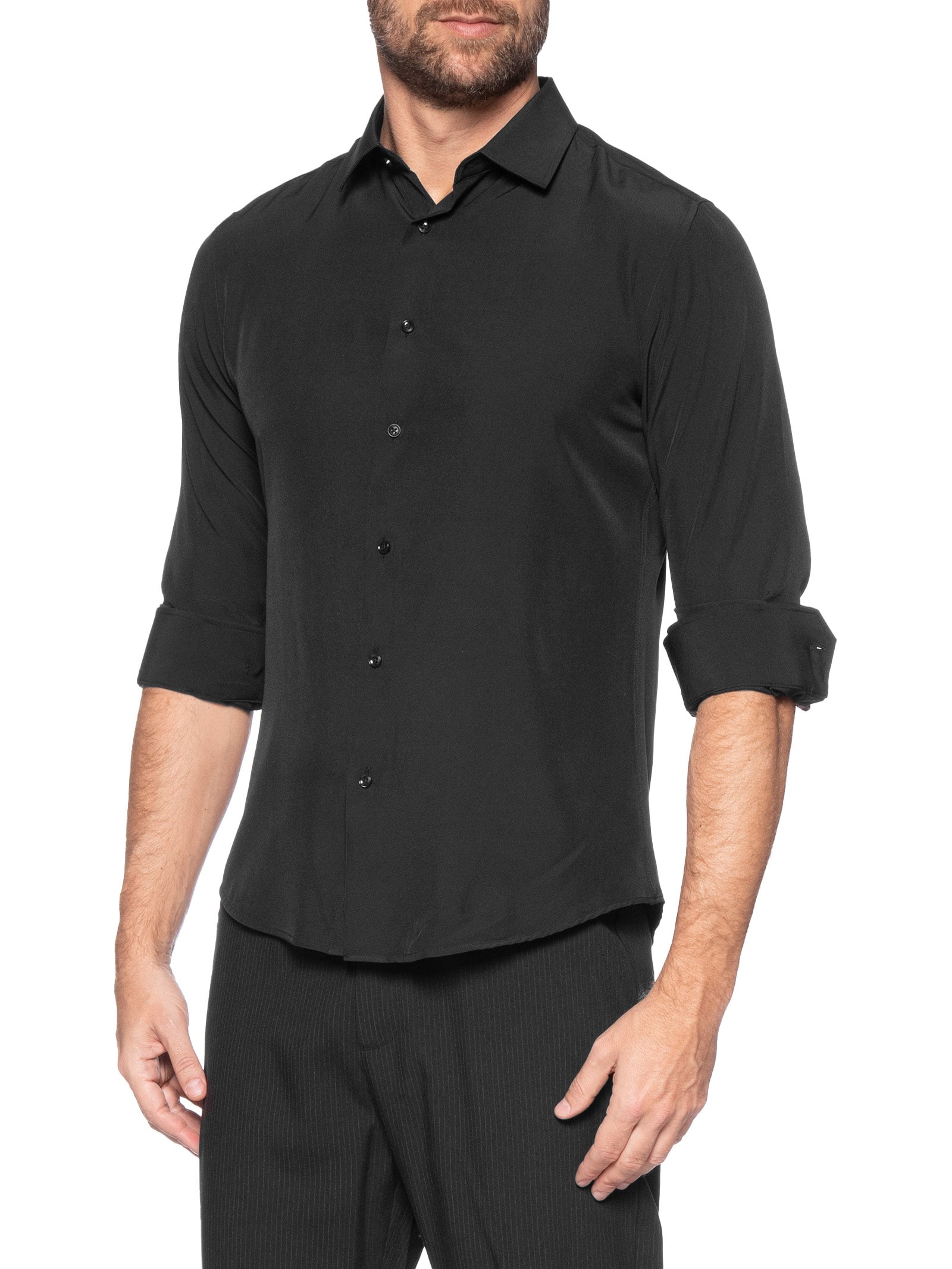 Camisa Social Masculina Manga Longa Básica Preto '2 Essential