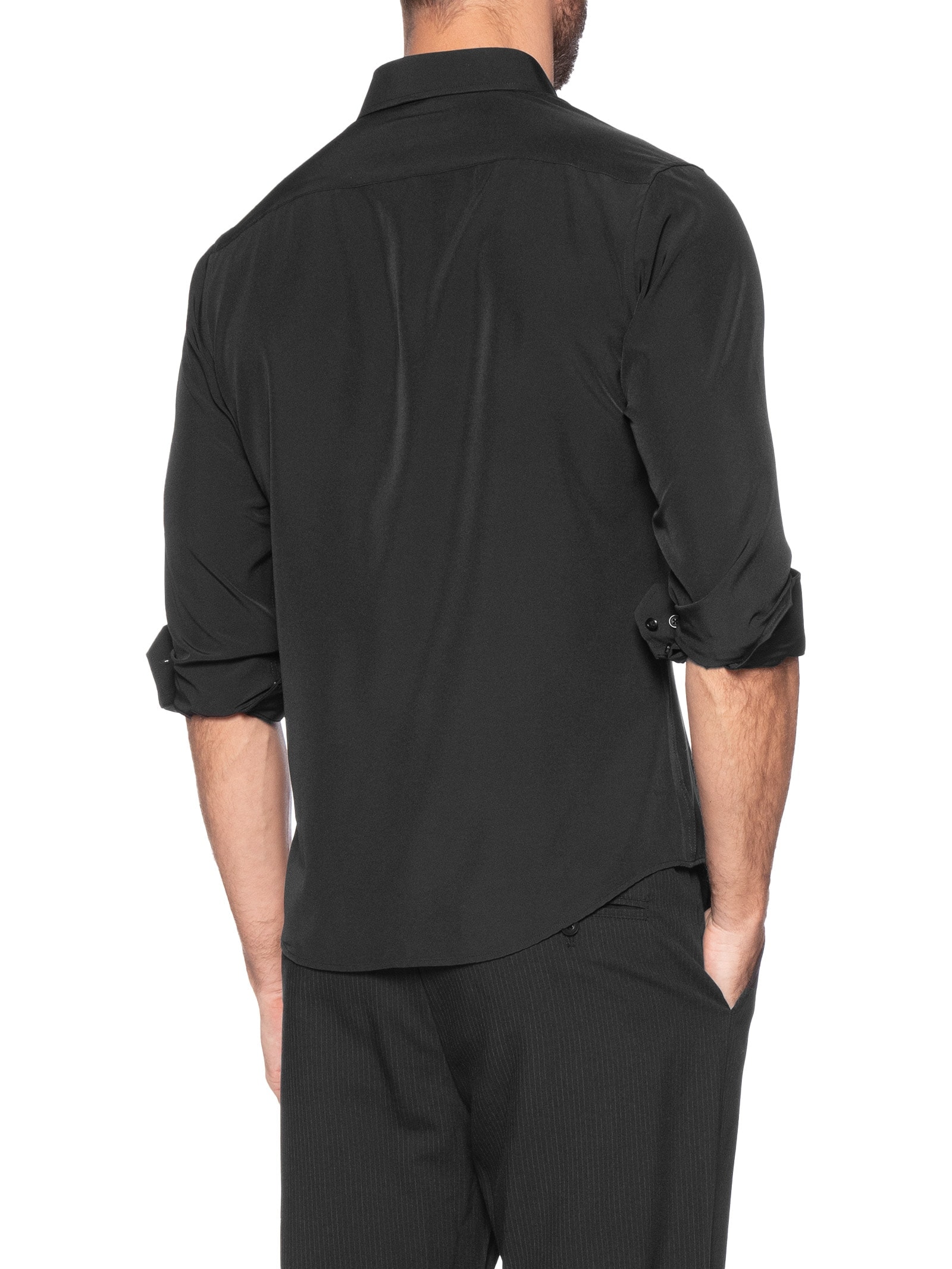 Camisa Social Masculina Manga Longa Básica Preto '2 Essential