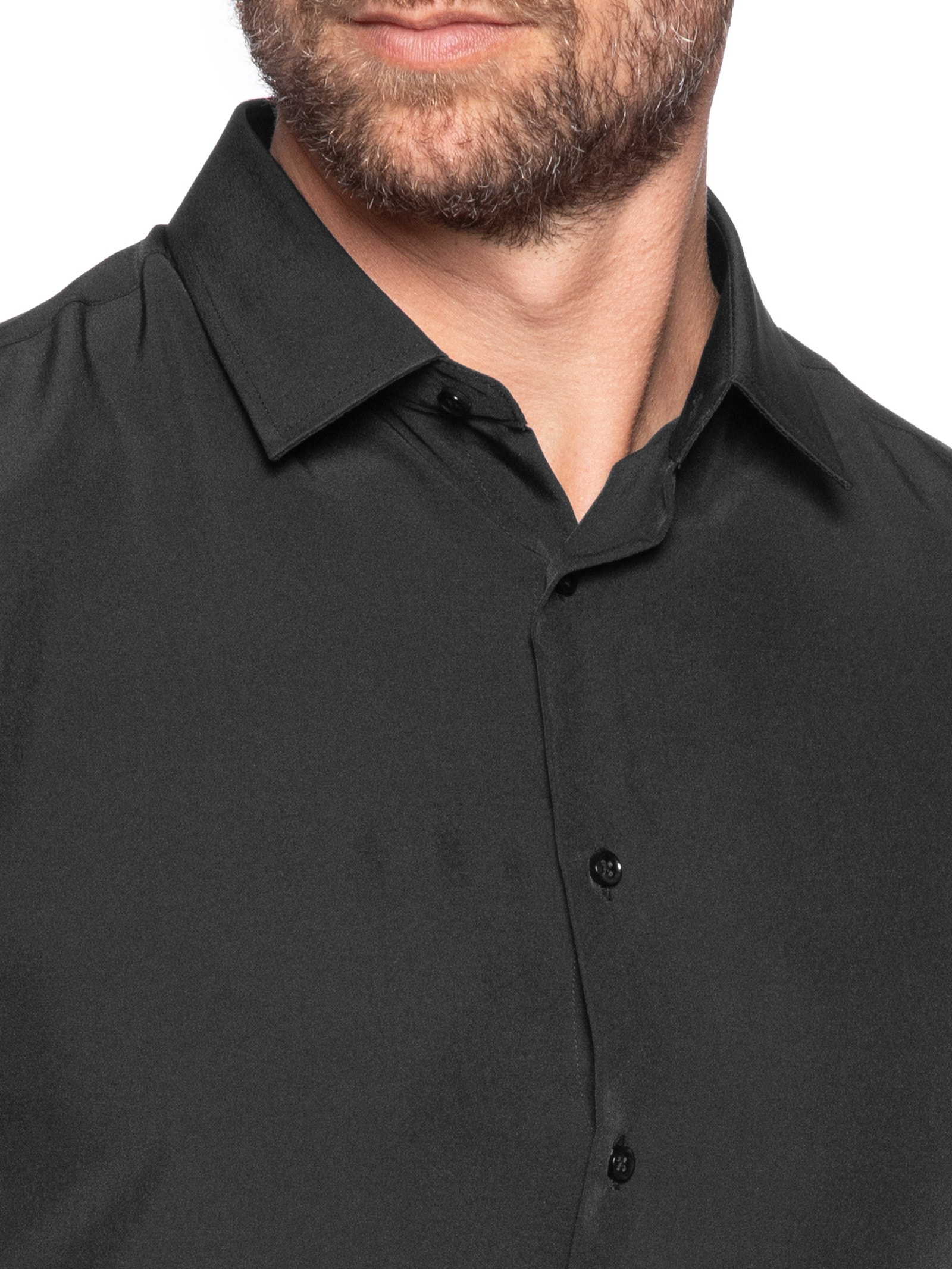 Camisa Social Masculina Manga Longa Básica Preto '2 Essential