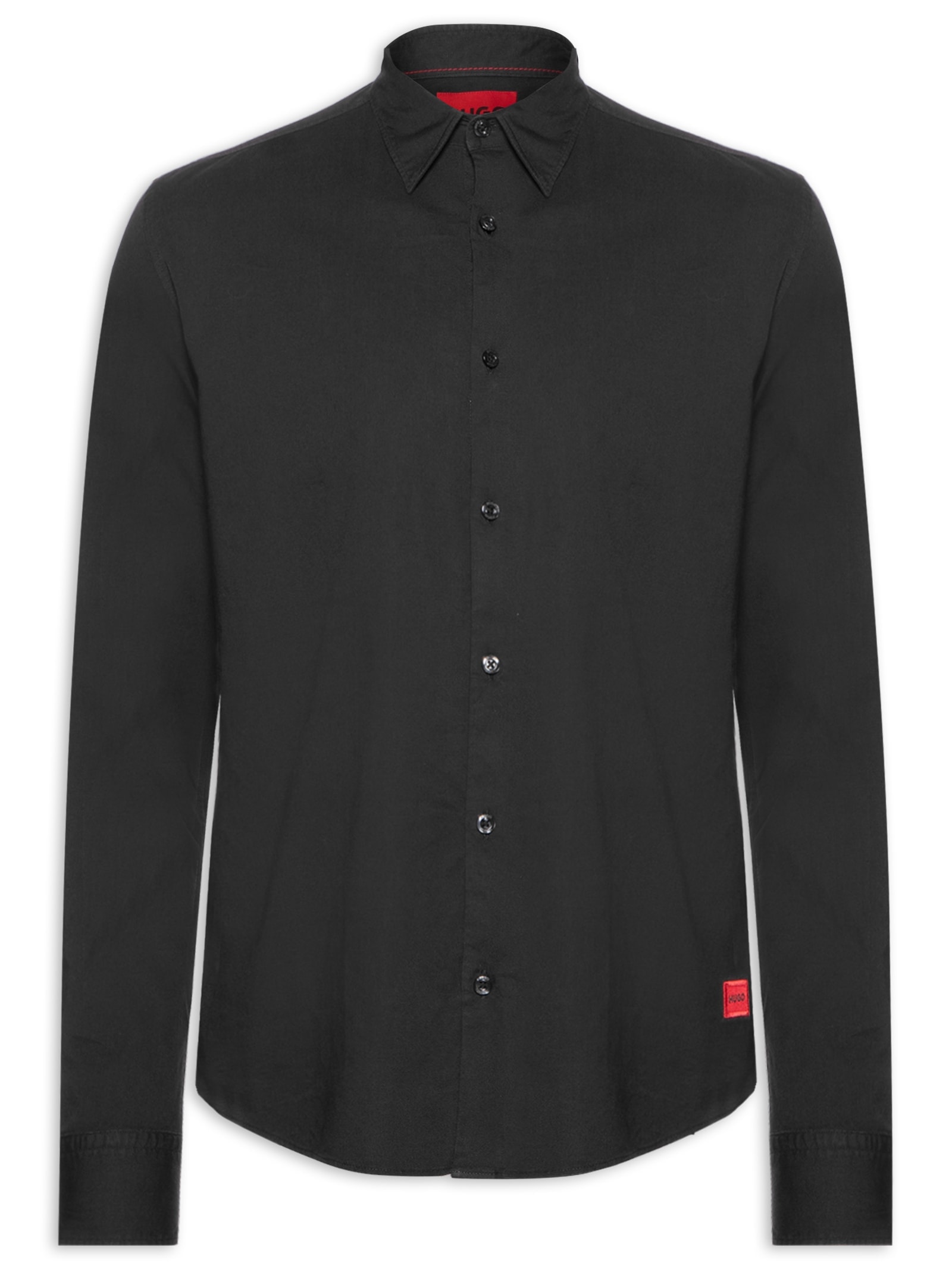 Camisa Social Masculina Manga Longa Ermo Preto Hugo