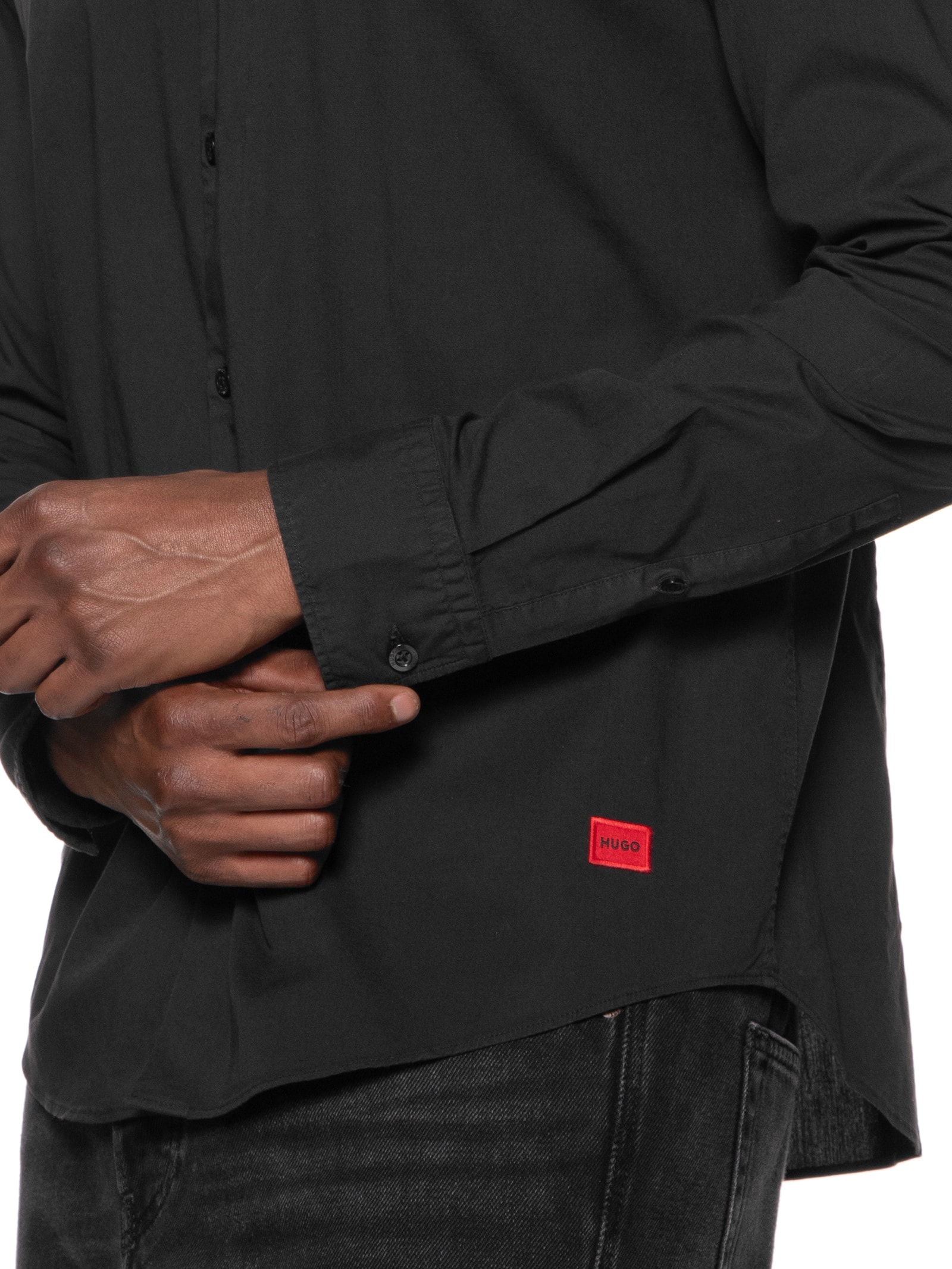 Camisa Social Masculina Manga Longa Ermo Preto Hugo