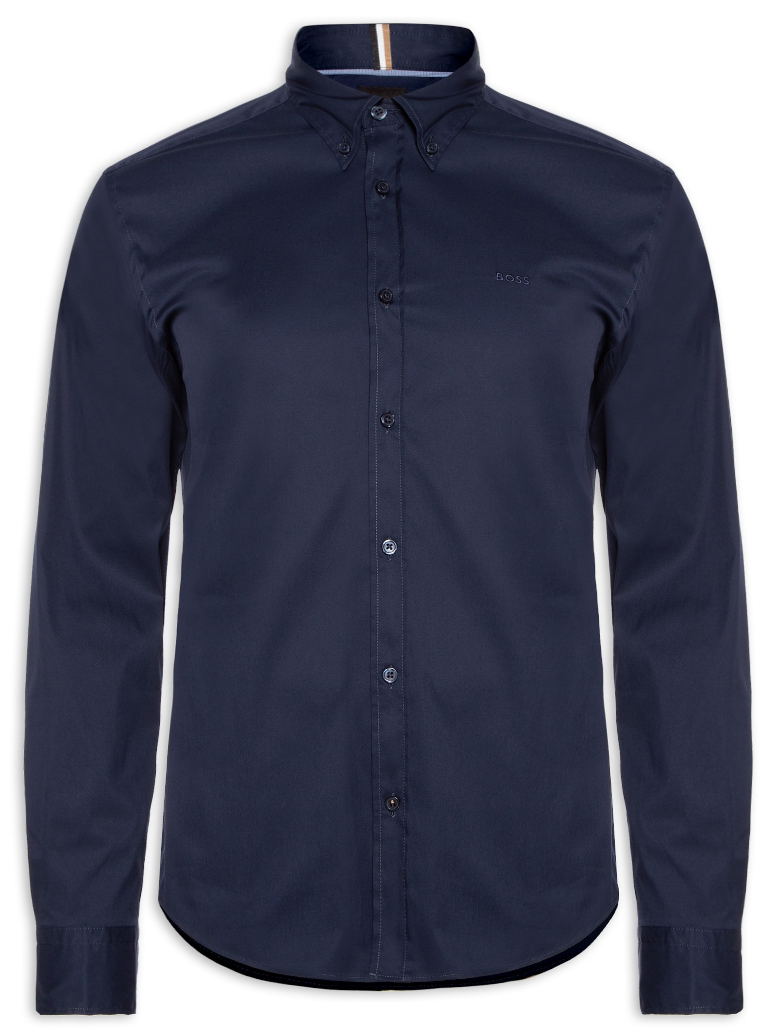 Camisa Social Masculina Manga Longa H-liam Azul Boss