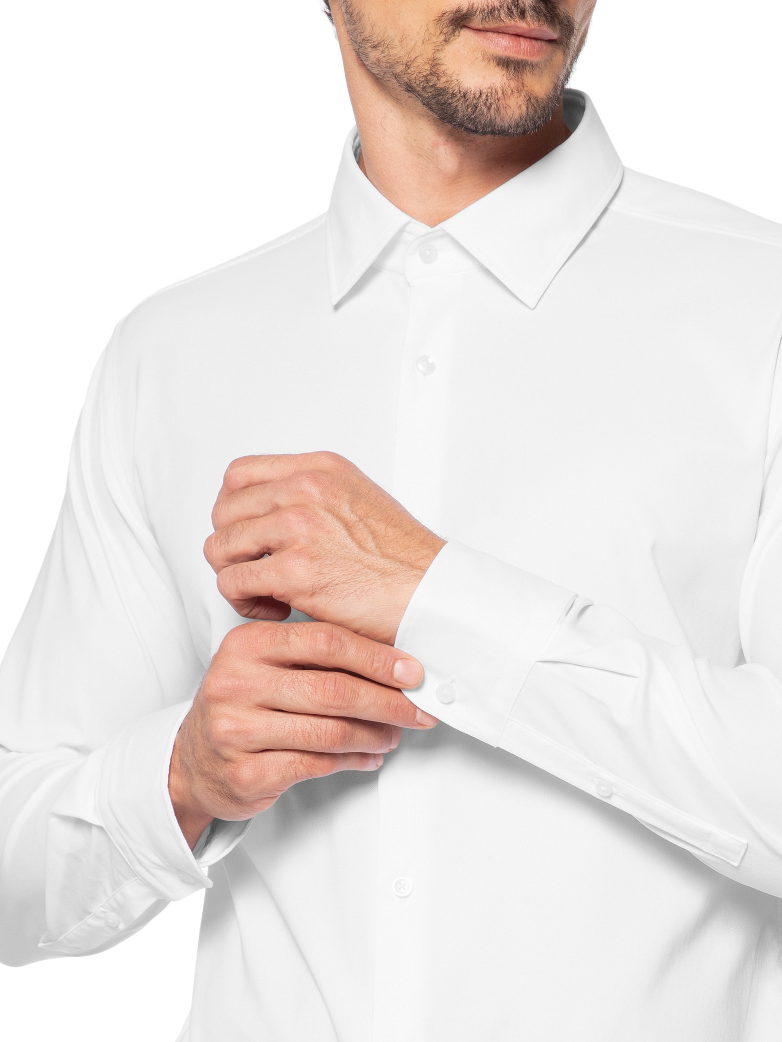 Camisa Social Masculina Manga Longa P-Hank-Kent Branco Boss