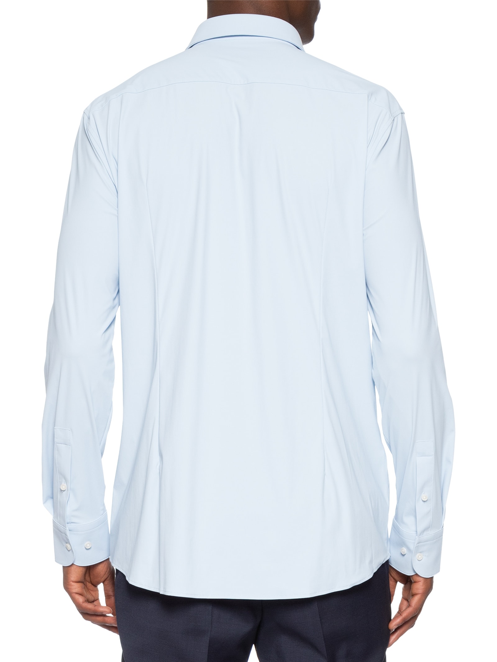 Camisa Social Masculina Manga Longa P-Hank-S-K Azul Boss