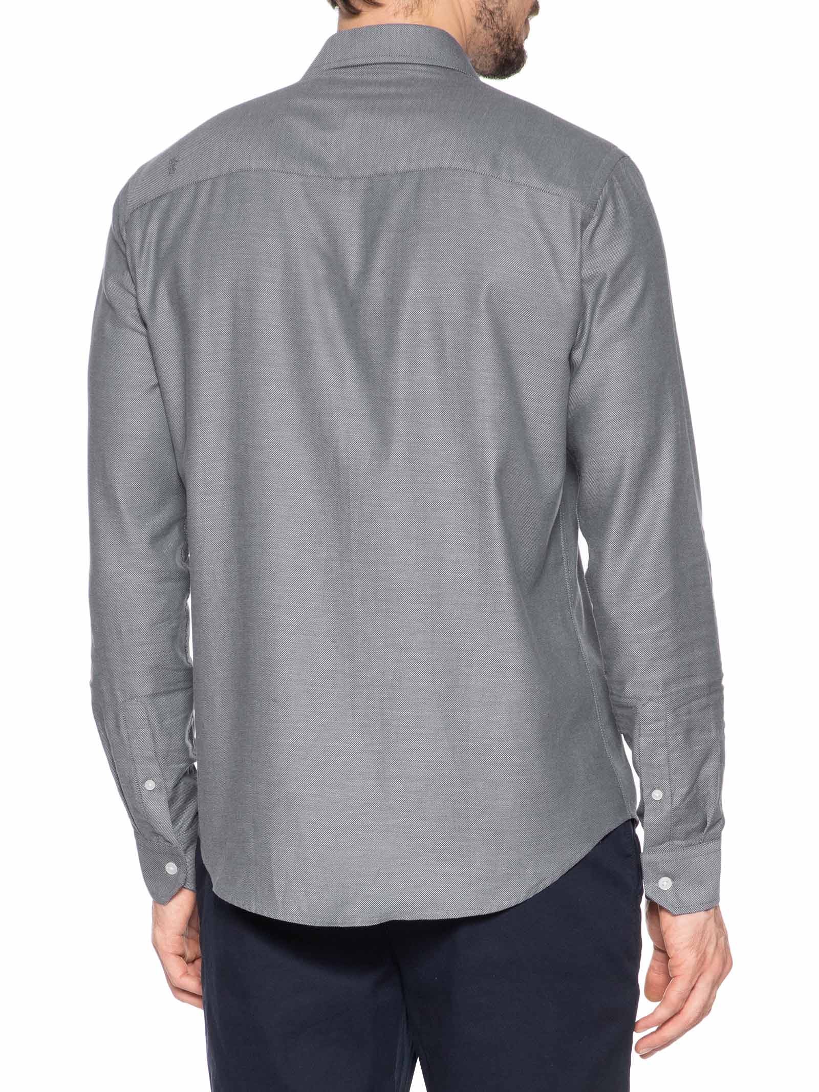 Camisa Social Masculina Maquinetada Perdiz Regular Fit Algodão Egípcio Cinza Sergio K