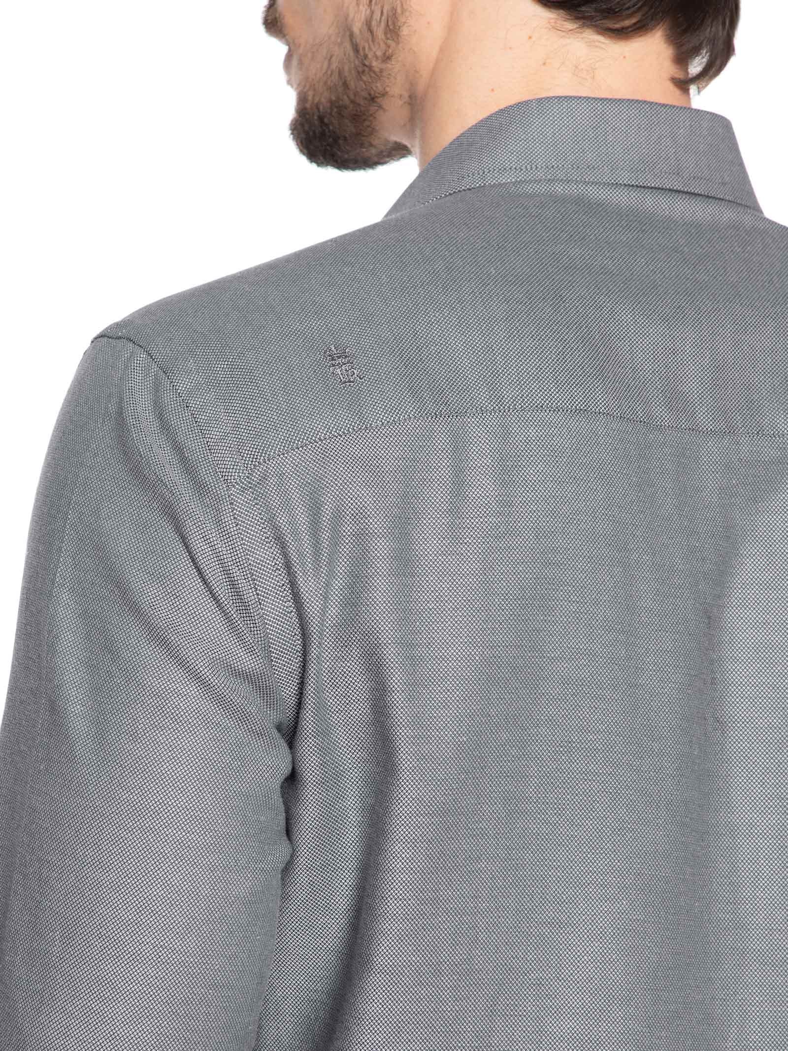 Camisa Social Masculina Maquinetada Perdiz Regular Fit Algodão Egípcio Cinza Sergio K