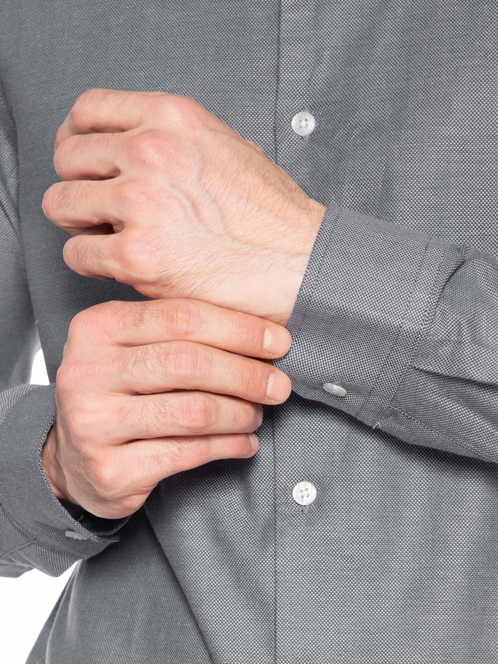 Camisa Social Masculina Maquinetada Perdiz Regular Fit Algodão Egípcio Cinza Sergio K