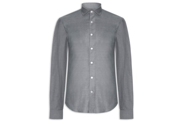 Camisa Social Masculina Maquinetada Perdiz Regular Fit Algodão Egípcio - Cinza