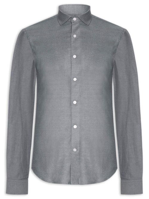 Camisa Social Masculina Maquinetada Perdiz Regular Fit Algodão Egípcio – Cinza