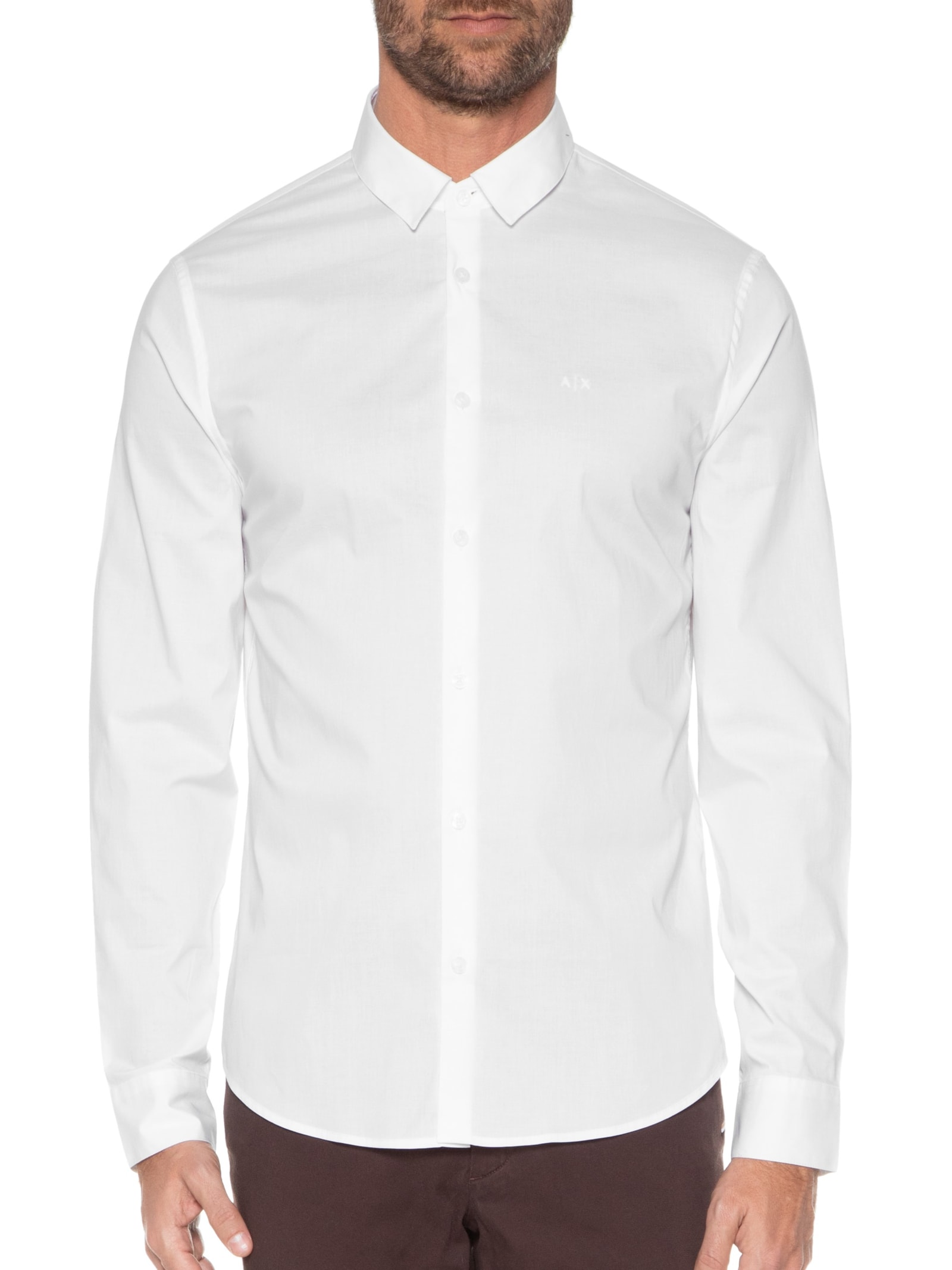 Camisa Social Masculina Slim Fit Em Algodão  Branco Armani Exchange